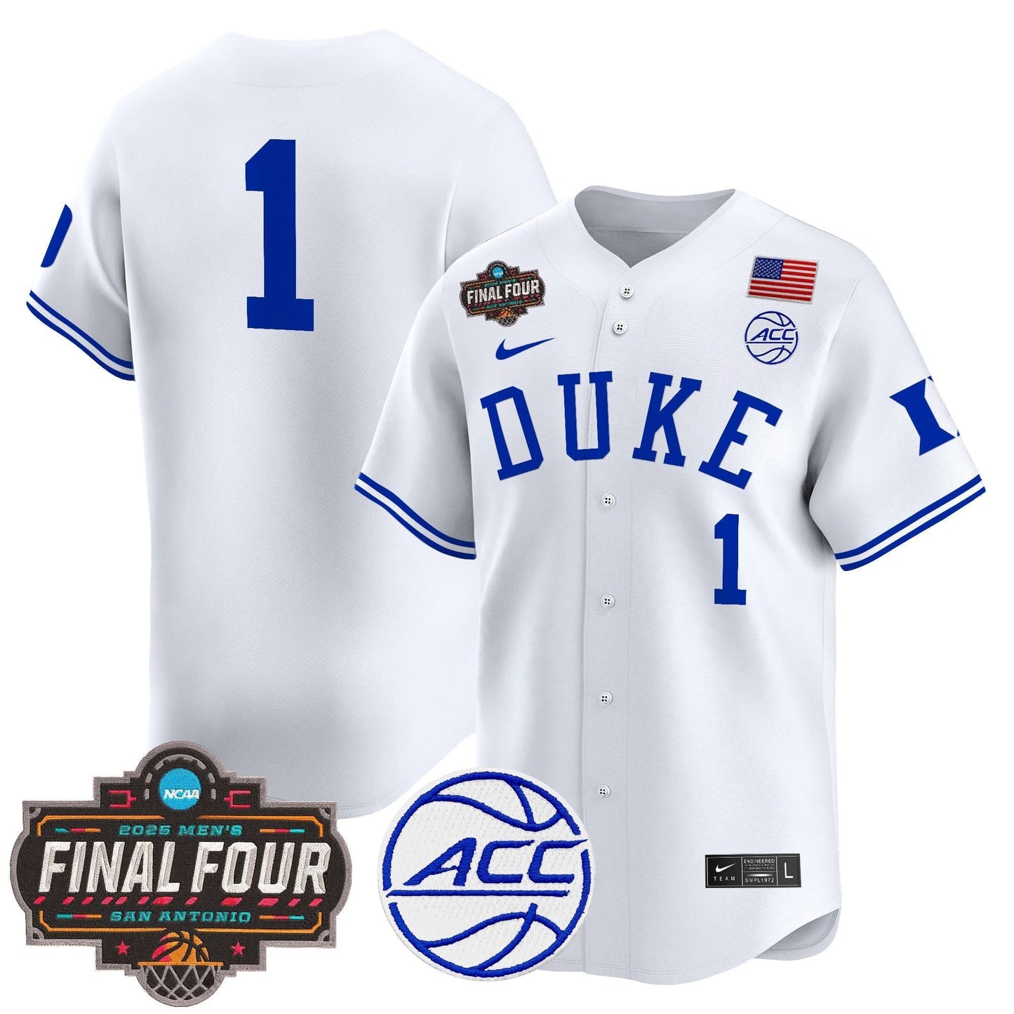Duke Blue Devils 2025 Final Four Patch Vapor Baseball Jersey - All Stitched