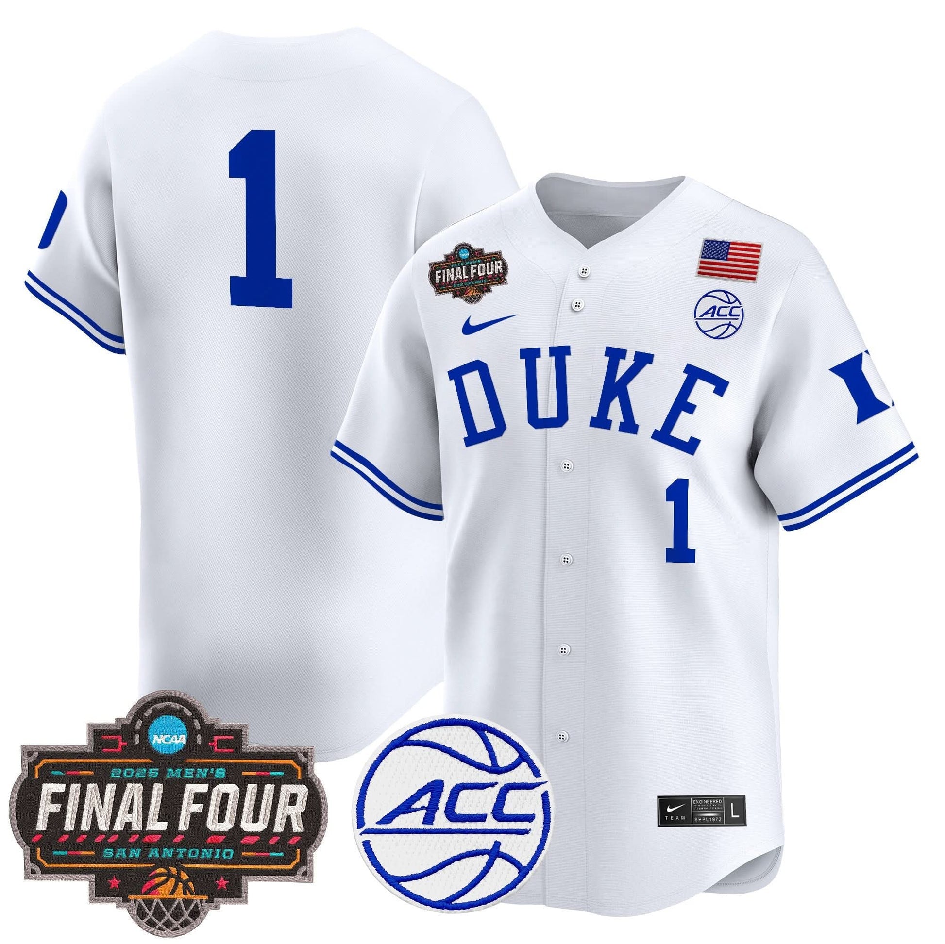Duke Blue Devils 2025 Final Four Patch Vapor Baseball Jersey - All Stitched