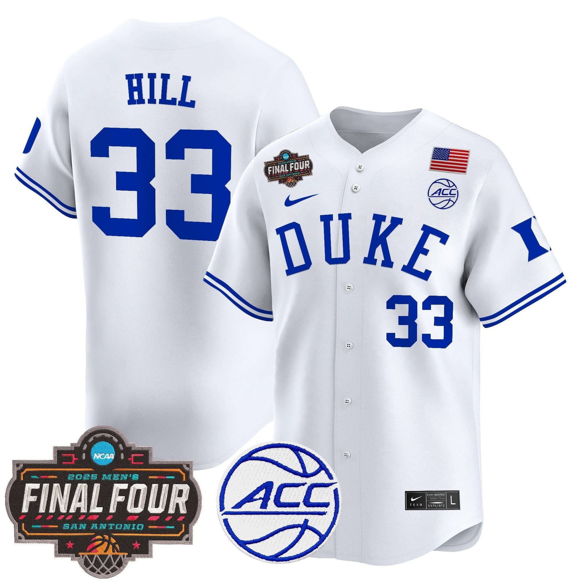 Duke Blue Devils 2025 Final Four Patch Vapor Baseball Jersey - All Stitched