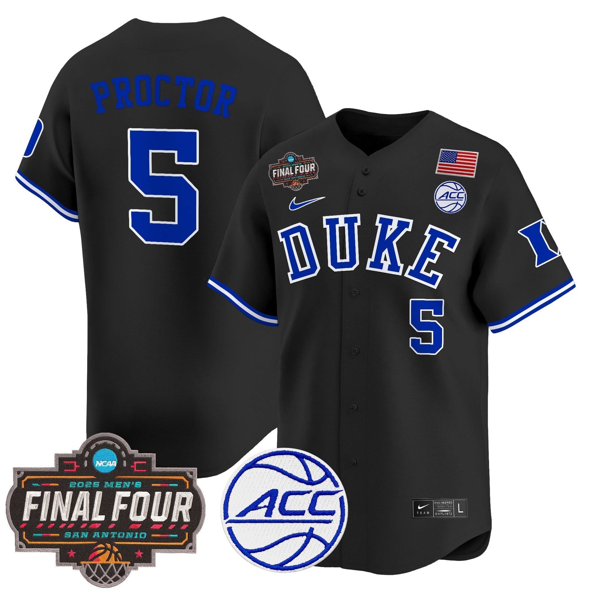 Duke Blue Devils 2025 Final Four Patch Vapor Baseball Jersey - All Stitched