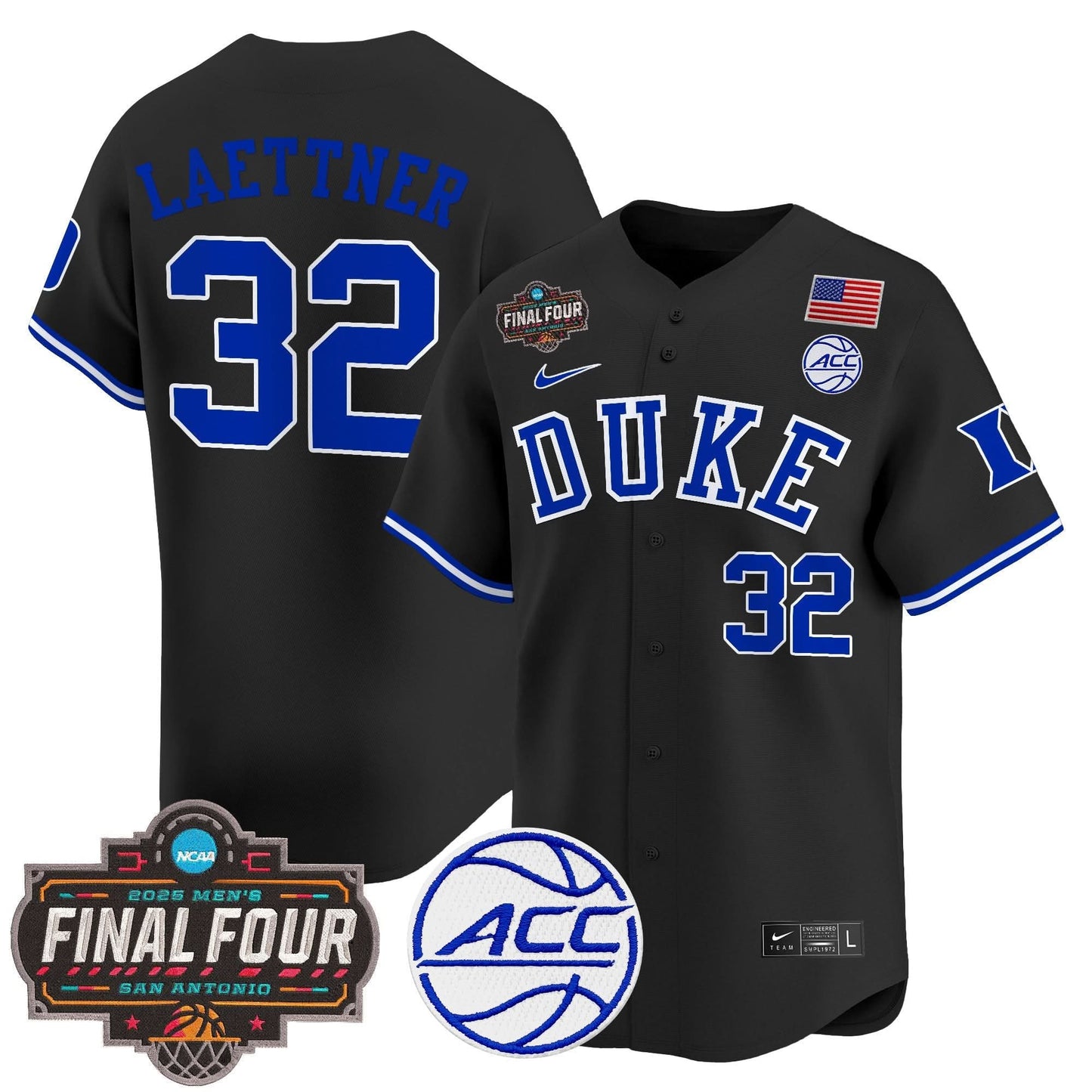 Duke Blue Devils 2025 Final Four Patch Vapor Baseball Jersey - All Stitched