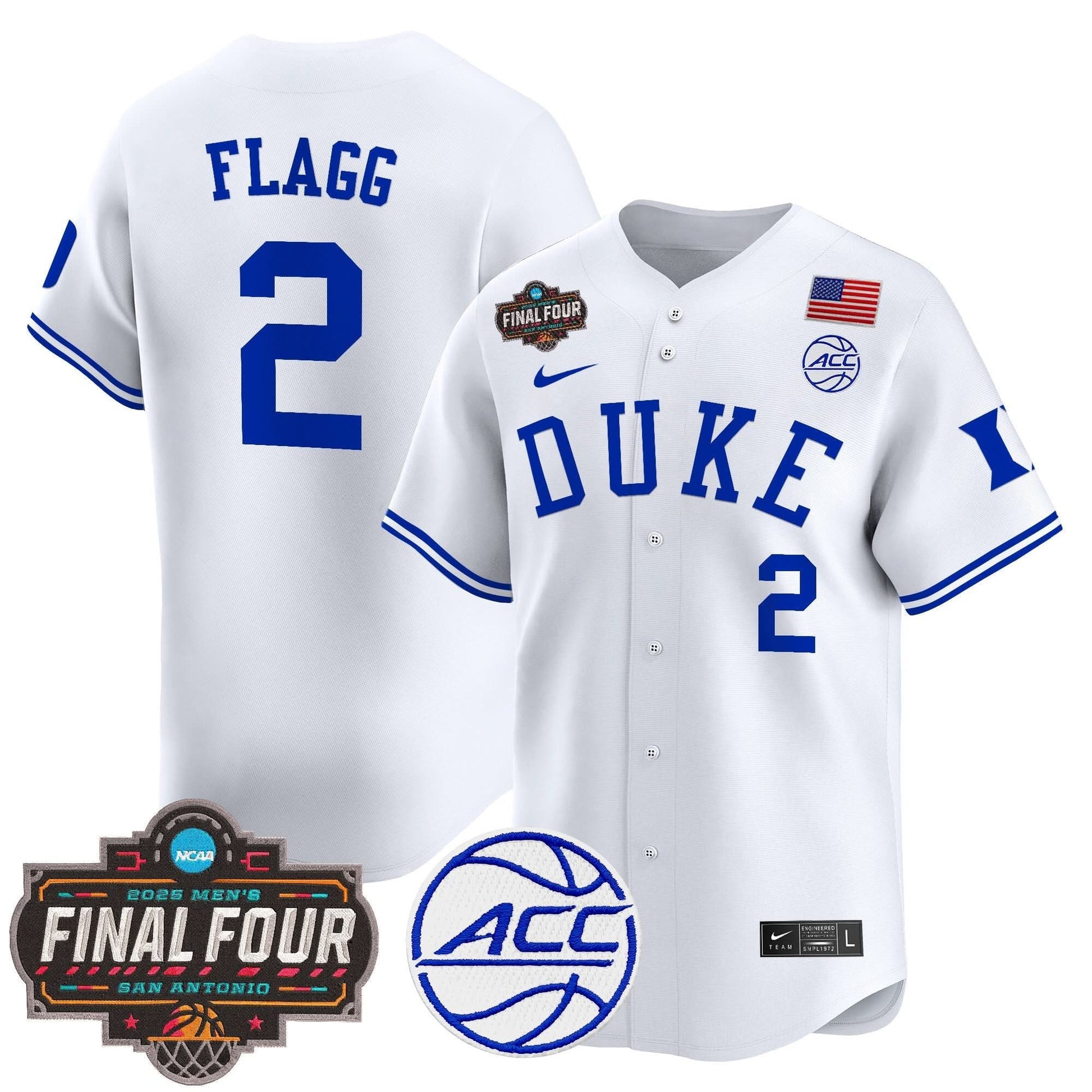 Duke Blue Devils 2025 Final Four Patch Vapor Baseball Jersey - All Stitched