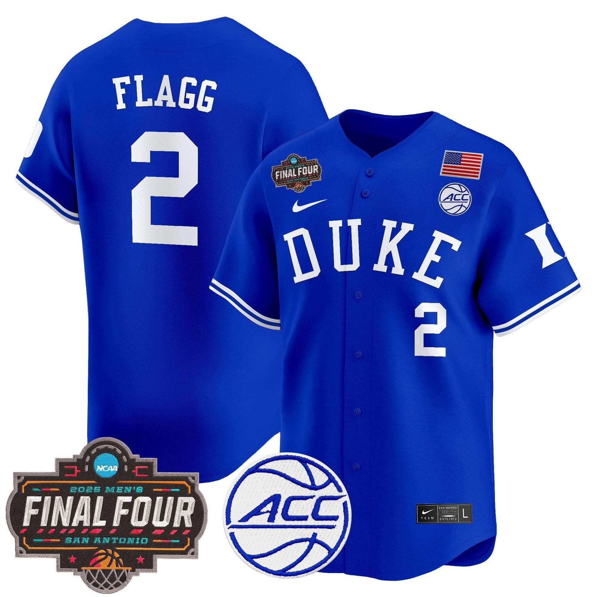 Duke Blue Devils 2025 Final Four Patch Vapor Baseball Jersey - All Stitched