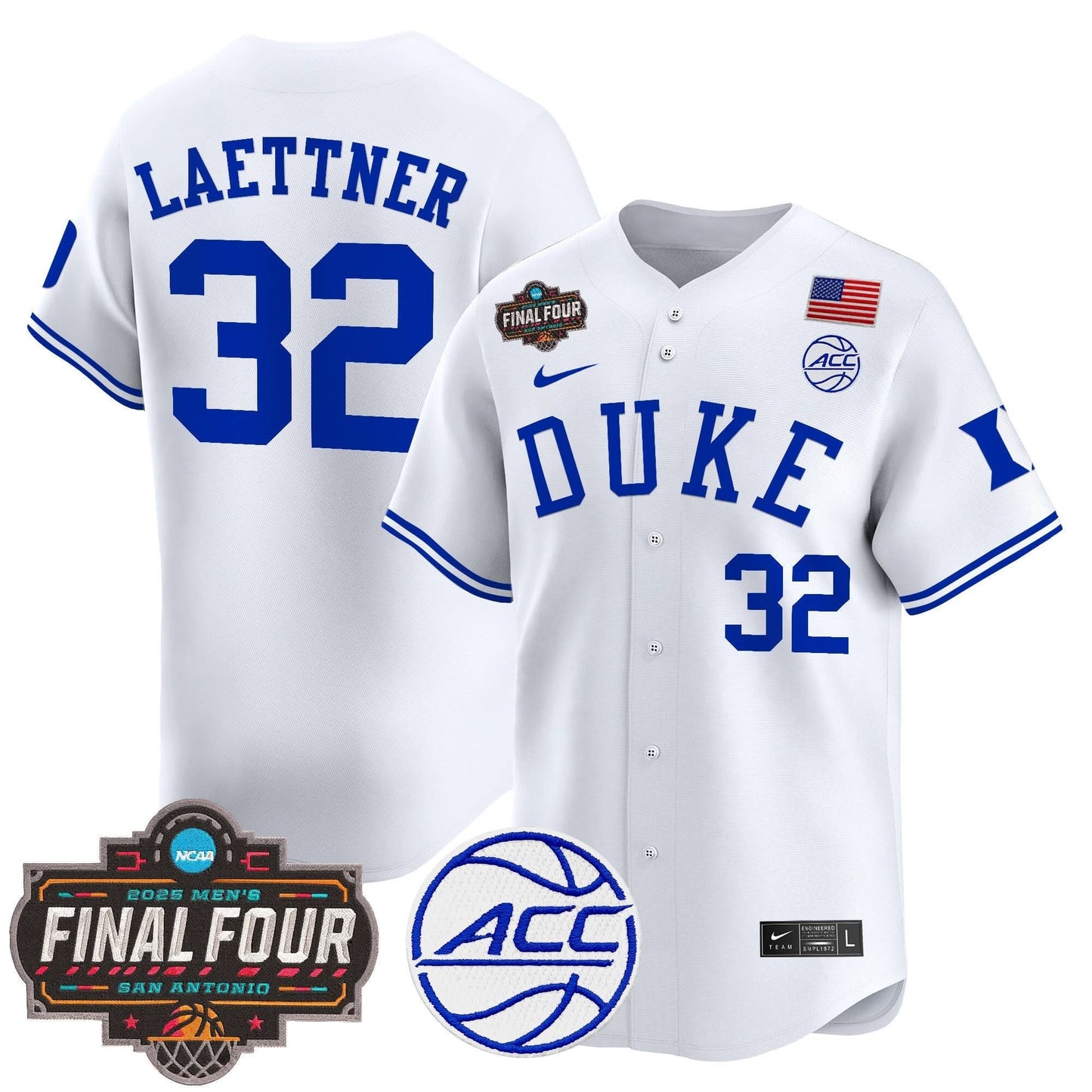 Duke Blue Devils 2025 Final Four Patch Vapor Baseball Jersey - All Stitched