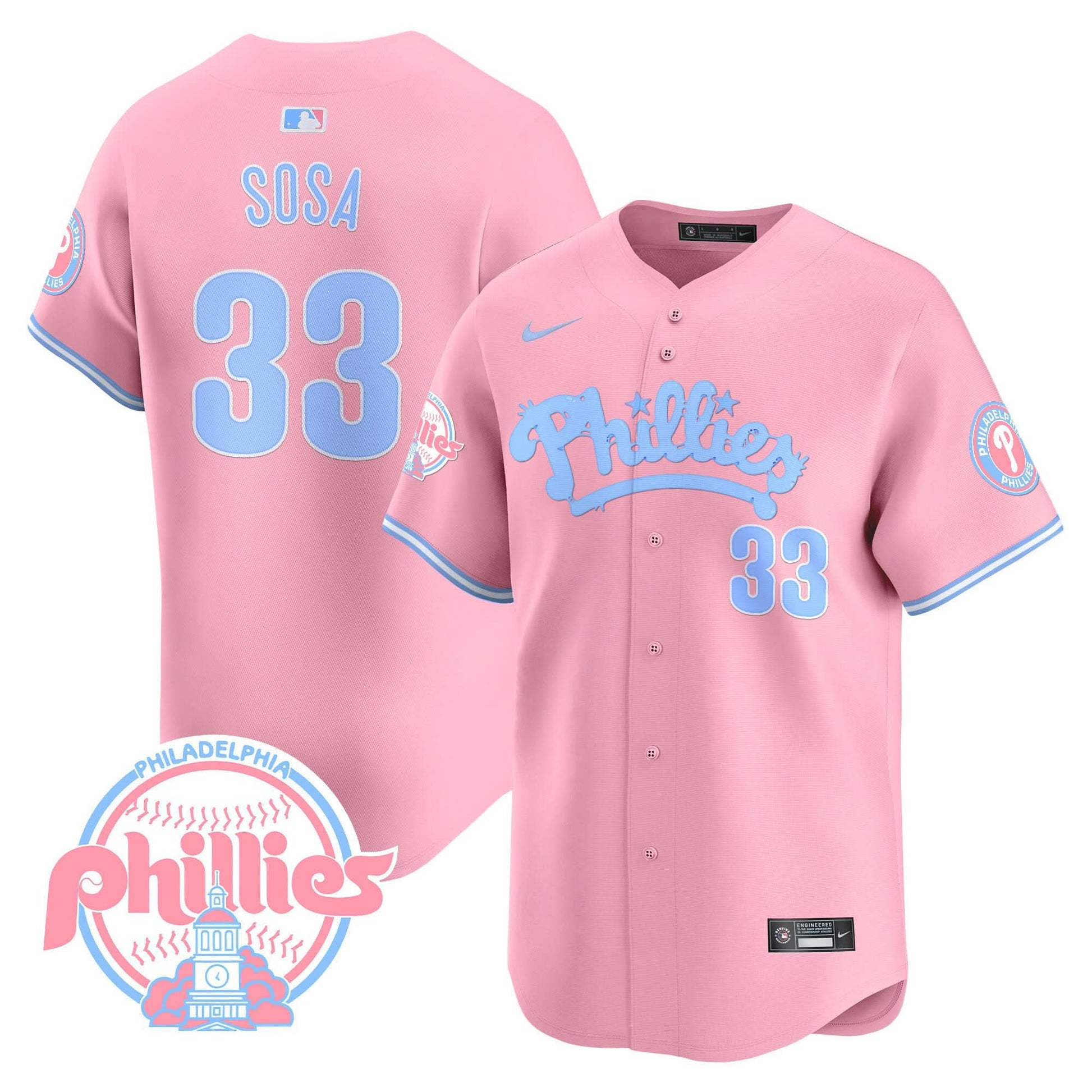 Phillies Bubblegum Pink Vapor Premier Limited Jersey - All Stitched