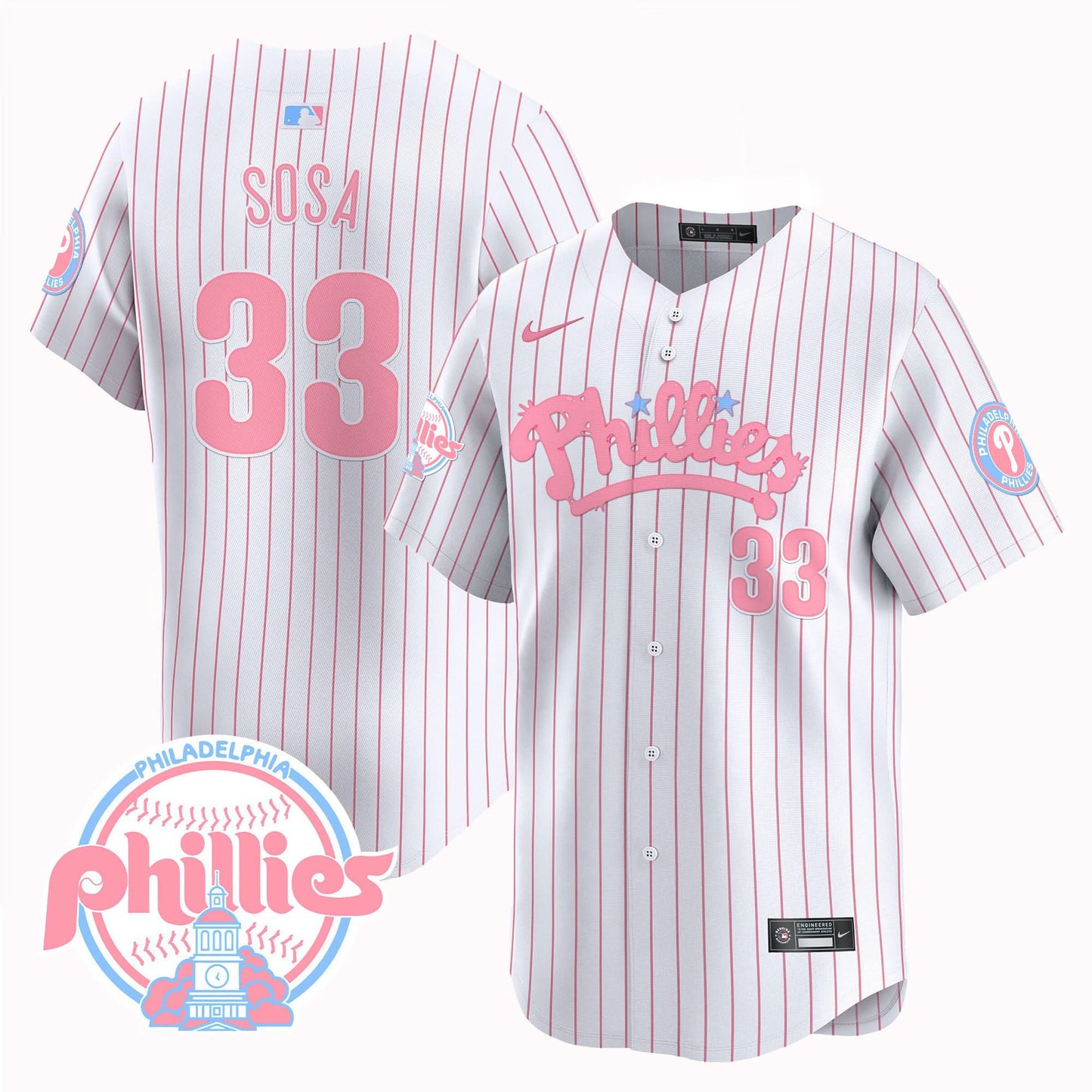 Phillies Bubblegum Pink Vapor Premier Limited Jersey - All Stitched
