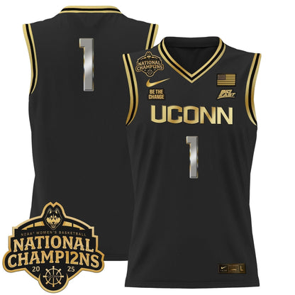 UConn Huskies 2025 Women's National Champions Patch Lightweight Basketball Jersey - All Stitched