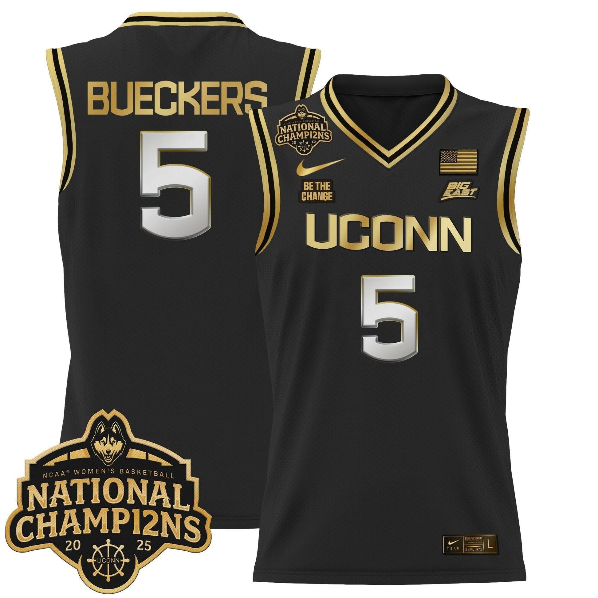 UConn Huskies 2025 Women's National Champions Patch Lightweight Basketball Jersey - All Stitched