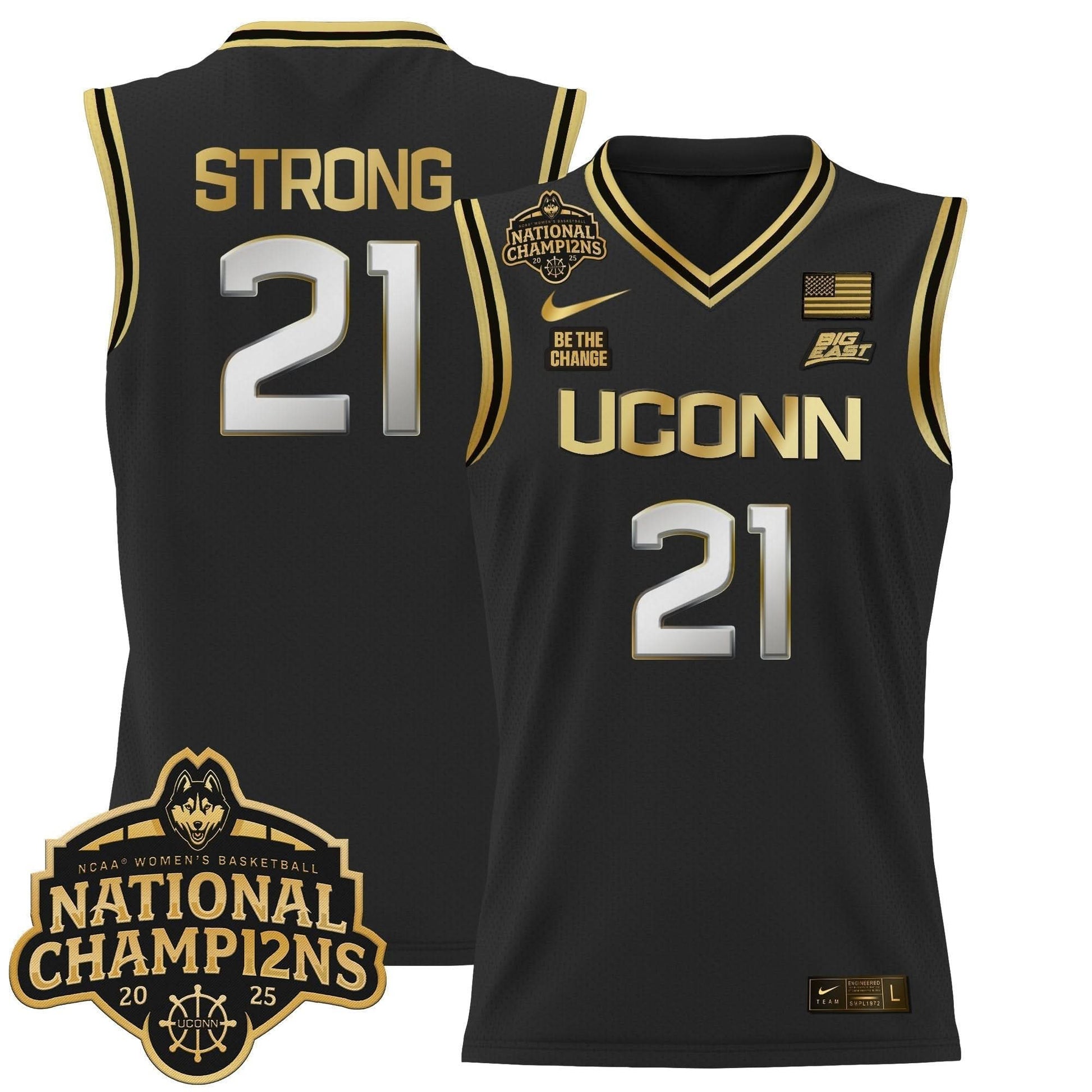 UConn Huskies 2025 Women's National Champions Patch Lightweight Basketball Jersey - All Stitched