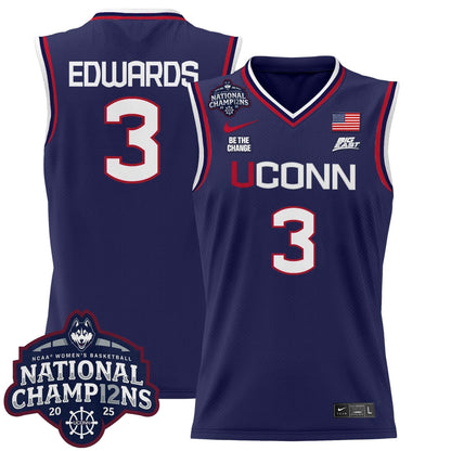 UConn Huskies 2025 Women's National Champions Patch Lightweight Basketball Jersey - All Stitched