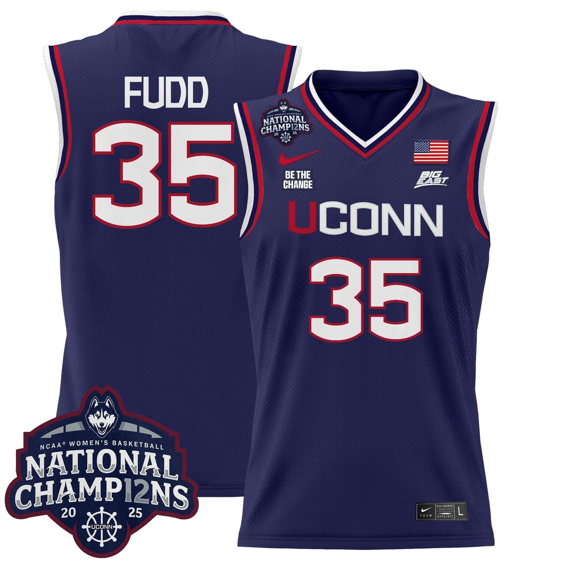 UConn Huskies 2025 Women's National Champions Patch Lightweight Basketball Jersey - All Stitched