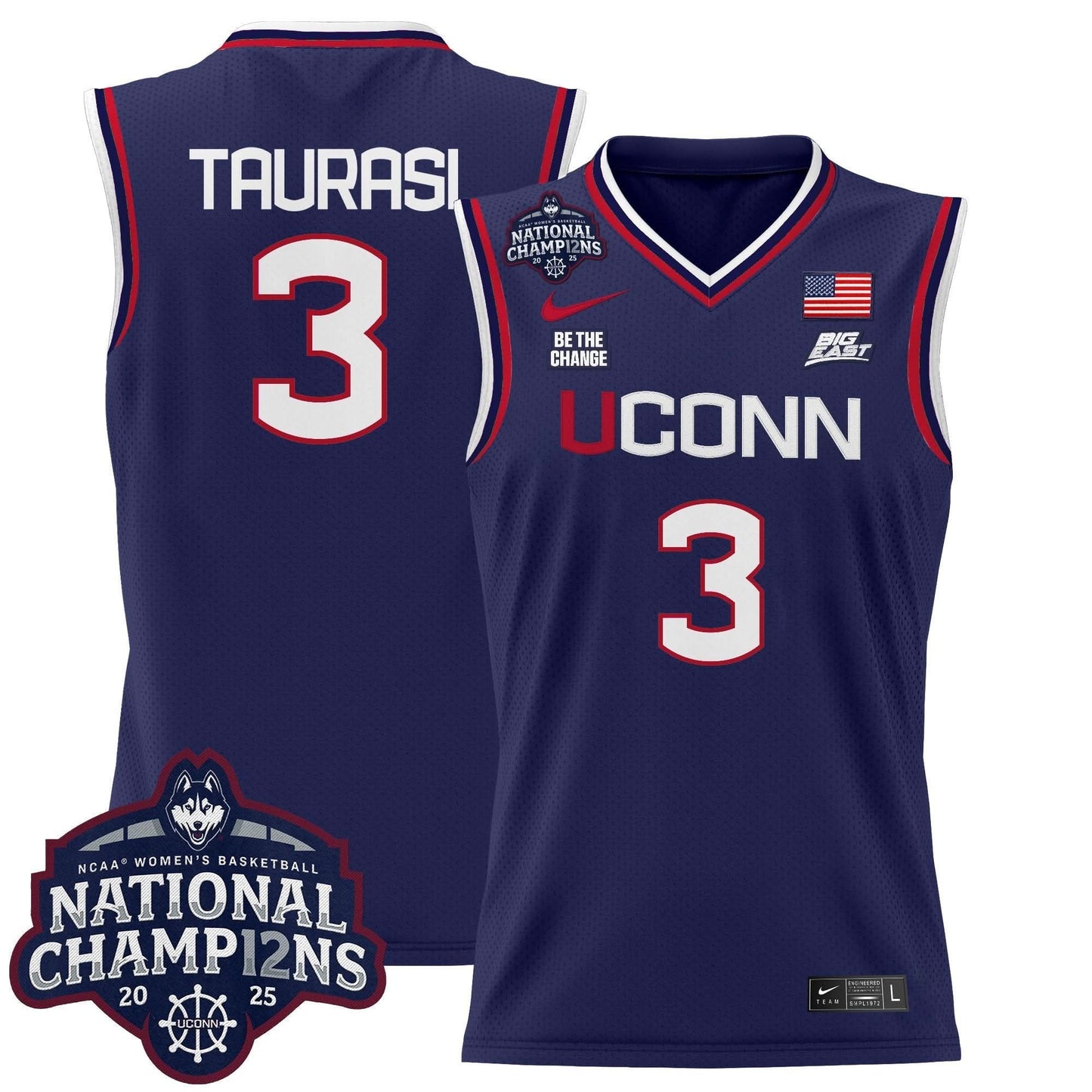 UConn Huskies 2025 Women's National Champions Patch Lightweight Basketball Jersey - All Stitched