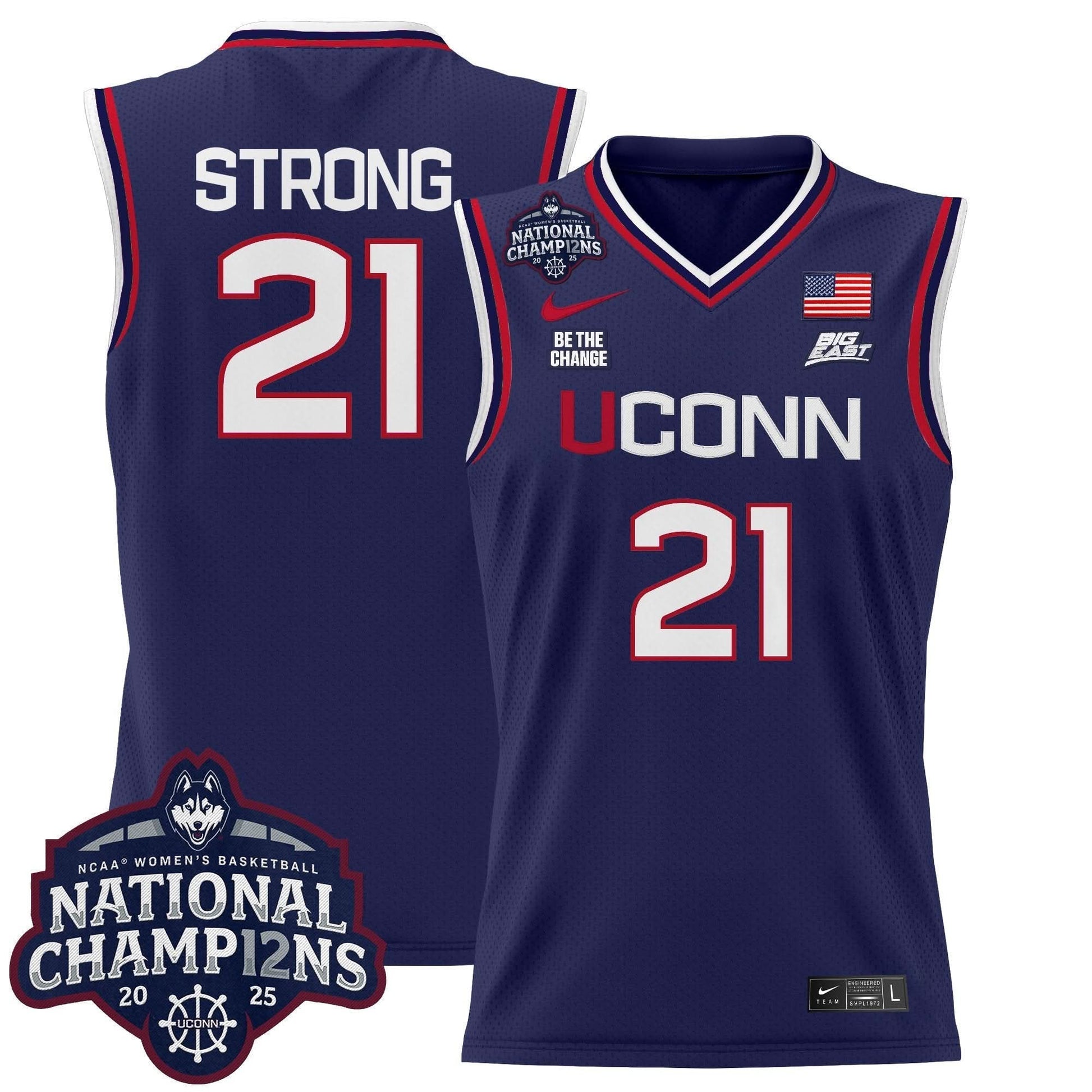 UConn Huskies 2025 Women's National Champions Patch Lightweight Basketball Jersey - All Stitched