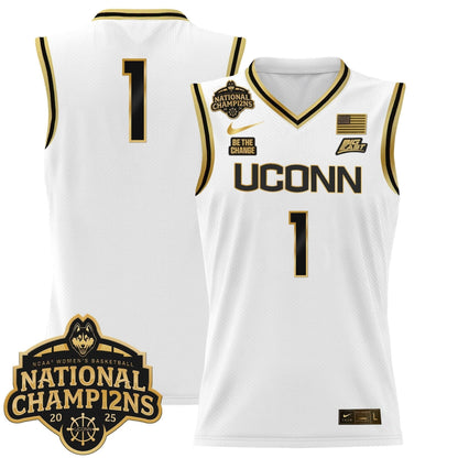 UConn Huskies 2025 Women's National Champions Patch Lightweight Basketball Jersey - All Stitched