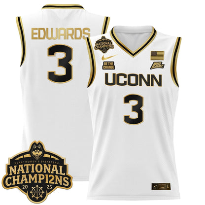 UConn Huskies 2025 Women's National Champions Patch Lightweight Basketball Jersey - All Stitched