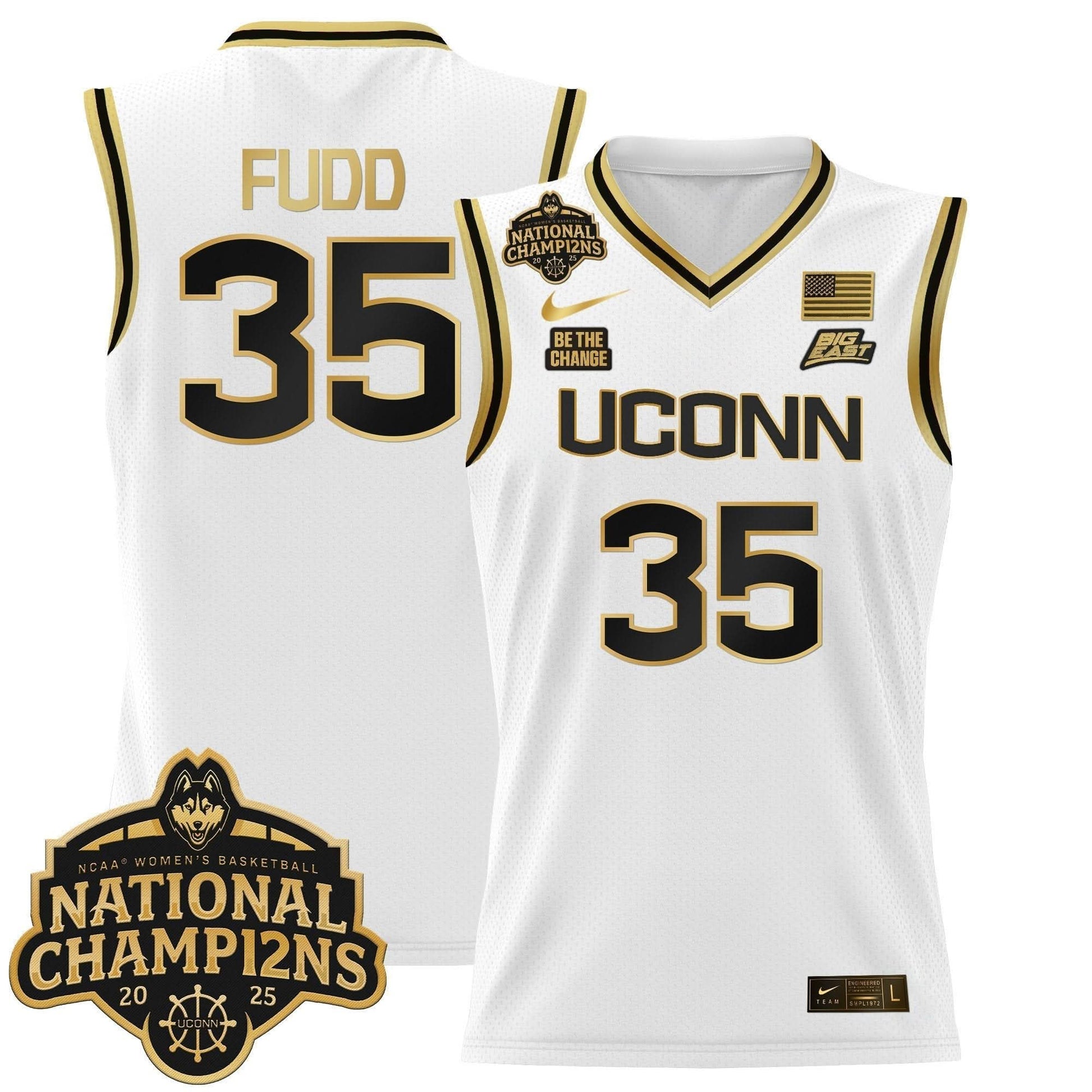 UConn Huskies 2025 Women's National Champions Patch Lightweight Basketball Jersey - All Stitched