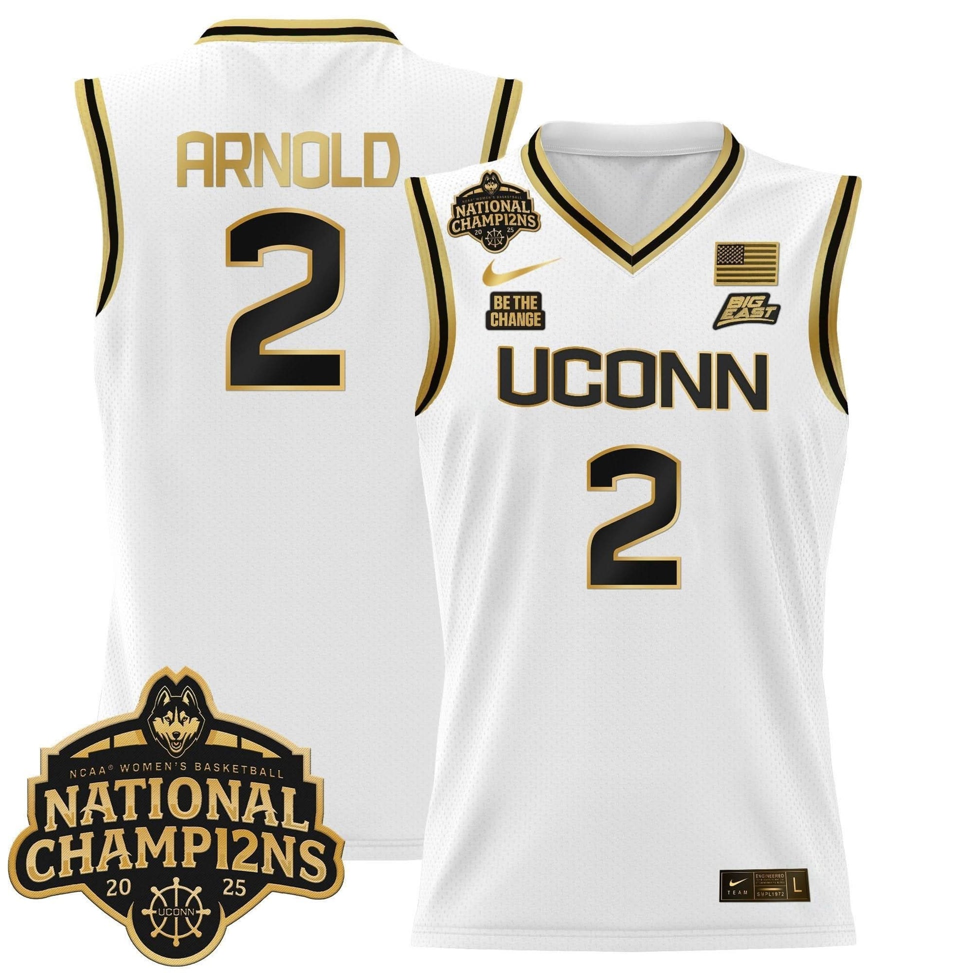 UConn Huskies 2025 Women's National Champions Patch Lightweight Basketball Jersey - All Stitched