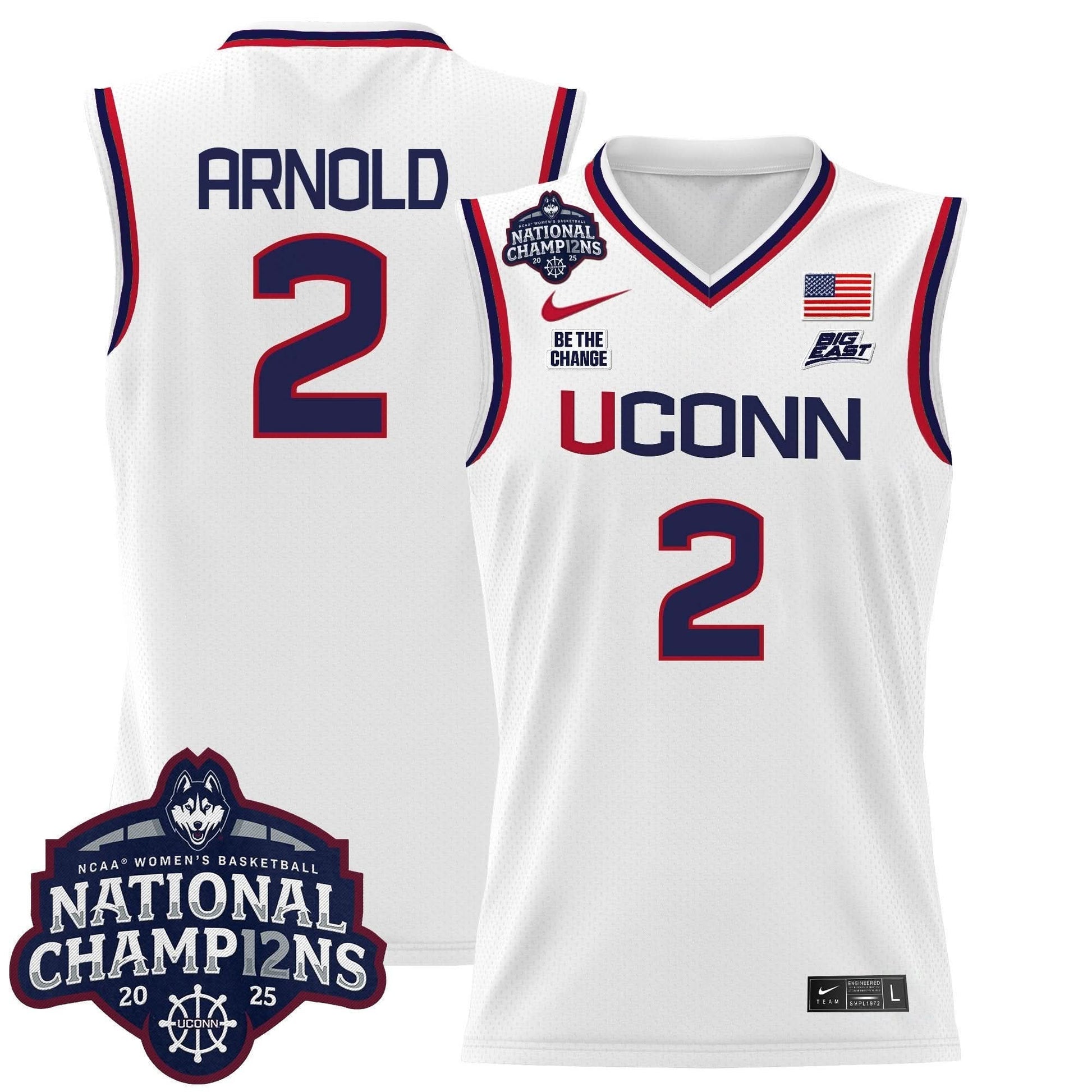 UConn Huskies 2025 Women's National Champions Patch Lightweight Basketball Jersey - All Stitched