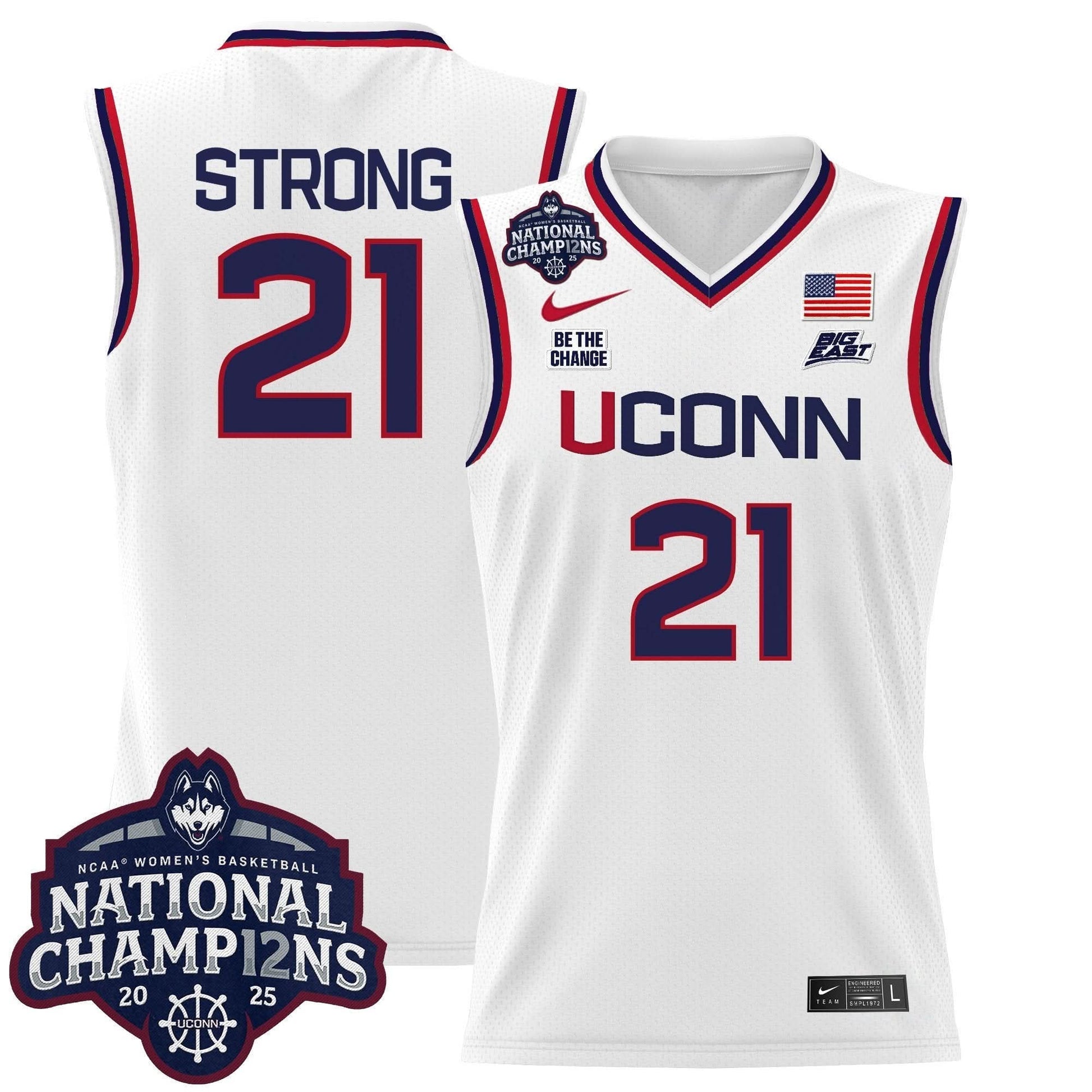 UConn Huskies 2025 Women's National Champions Patch Lightweight Basketball Jersey - All Stitched