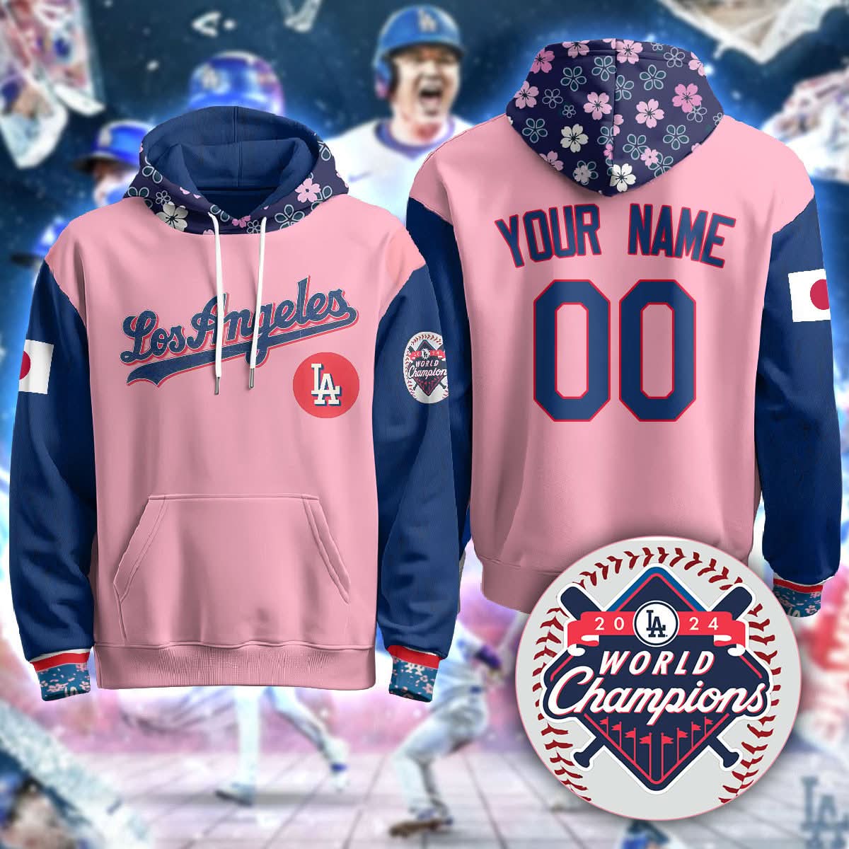 Custom Name Number Los Angeles Dodgers Japanese Heritage Night Hoodie - All Stitched