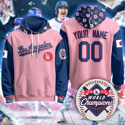 Custom Name Number Los Angeles Dodgers Japanese Heritage Night Hoodie - All Stitched
