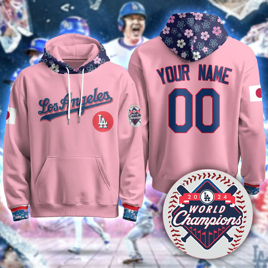 Custom Name Number Los Angeles Dodgers Japanese Heritage Night Hoodie - All Stitched