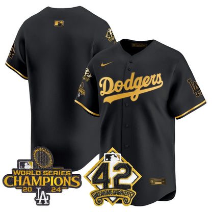 Dodgers 2024 World Series Champions & Jackie Robinson Patch Vapor Premier Limited Jersey - All Stitched