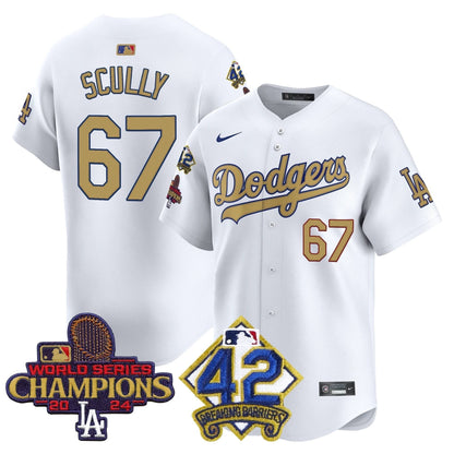 Dodgers 2024 World Series Champions & Jackie Robinson Patch Vapor Premier Limited Jersey - All Stitched