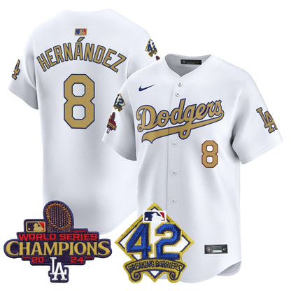 Dodgers 2024 World Series Champions & Jackie Robinson Patch Vapor Premier Limited Jersey - All Stitched