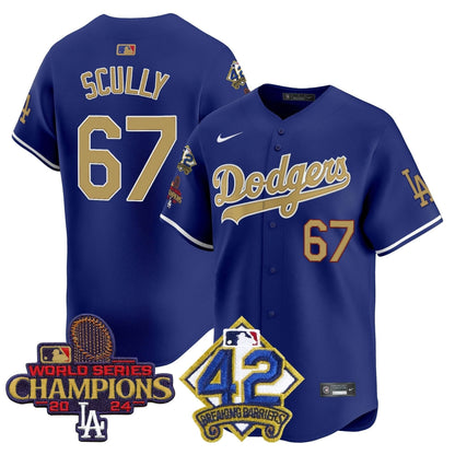 Dodgers 2024 World Series Champions & Jackie Robinson Patch Vapor Premier Limited Jersey - All Stitched