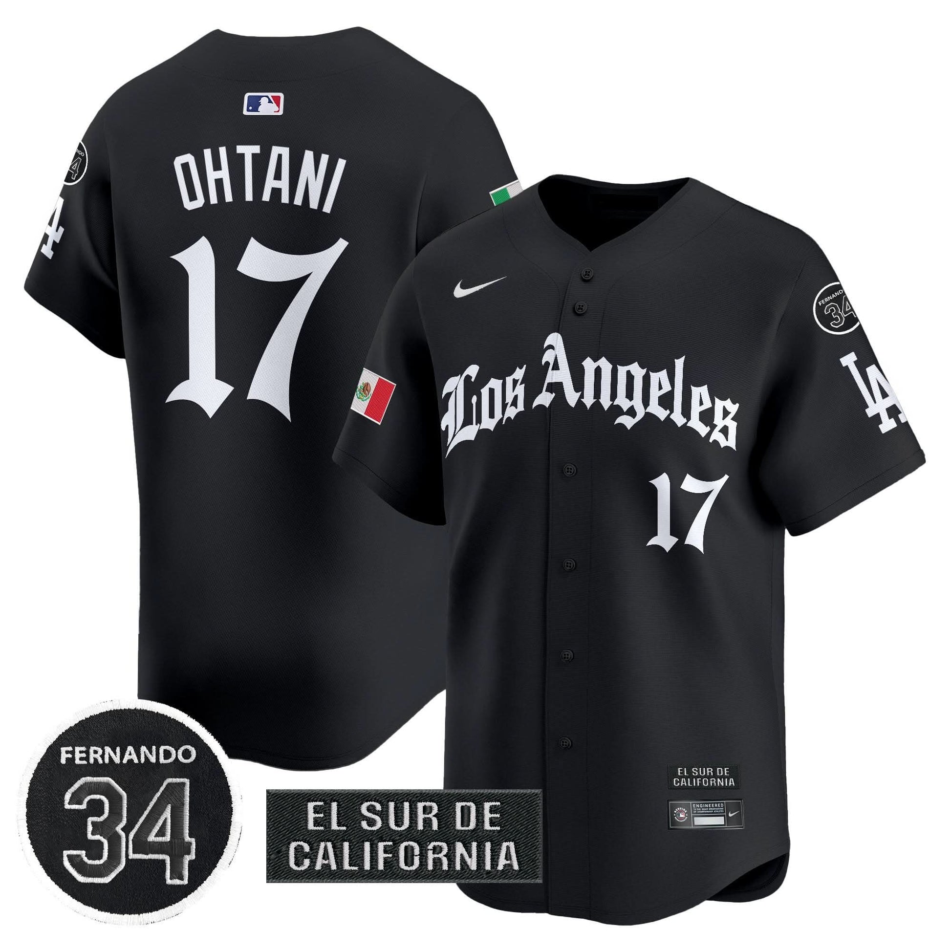 Dodgers Mexico 2025 LA Gothic Style Patch Vapor Premier Limited Jersey - All Stitched