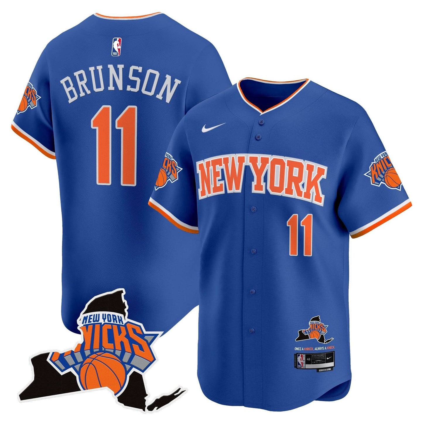 New York Knicks Vapor Baseball Jersey - All Stitched