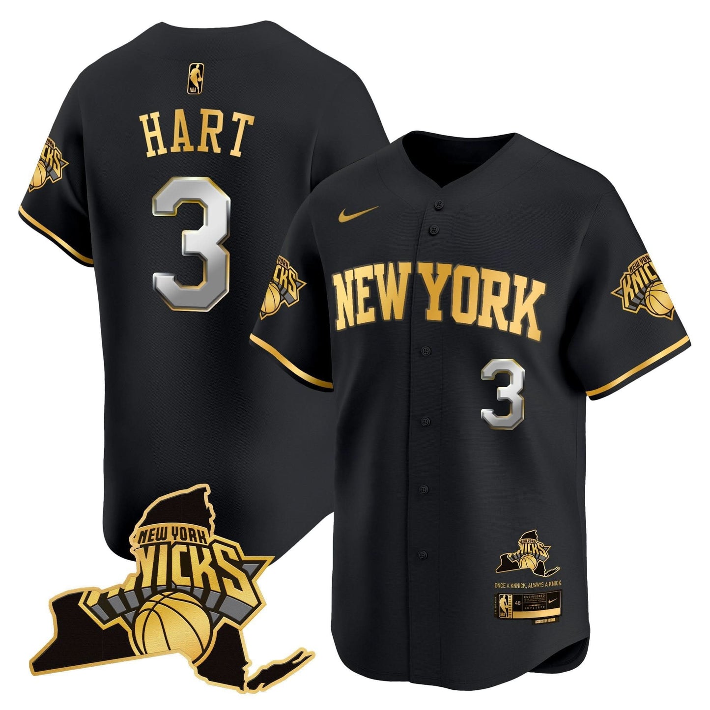 New York Knicks Vapor Baseball Jersey - All Stitched