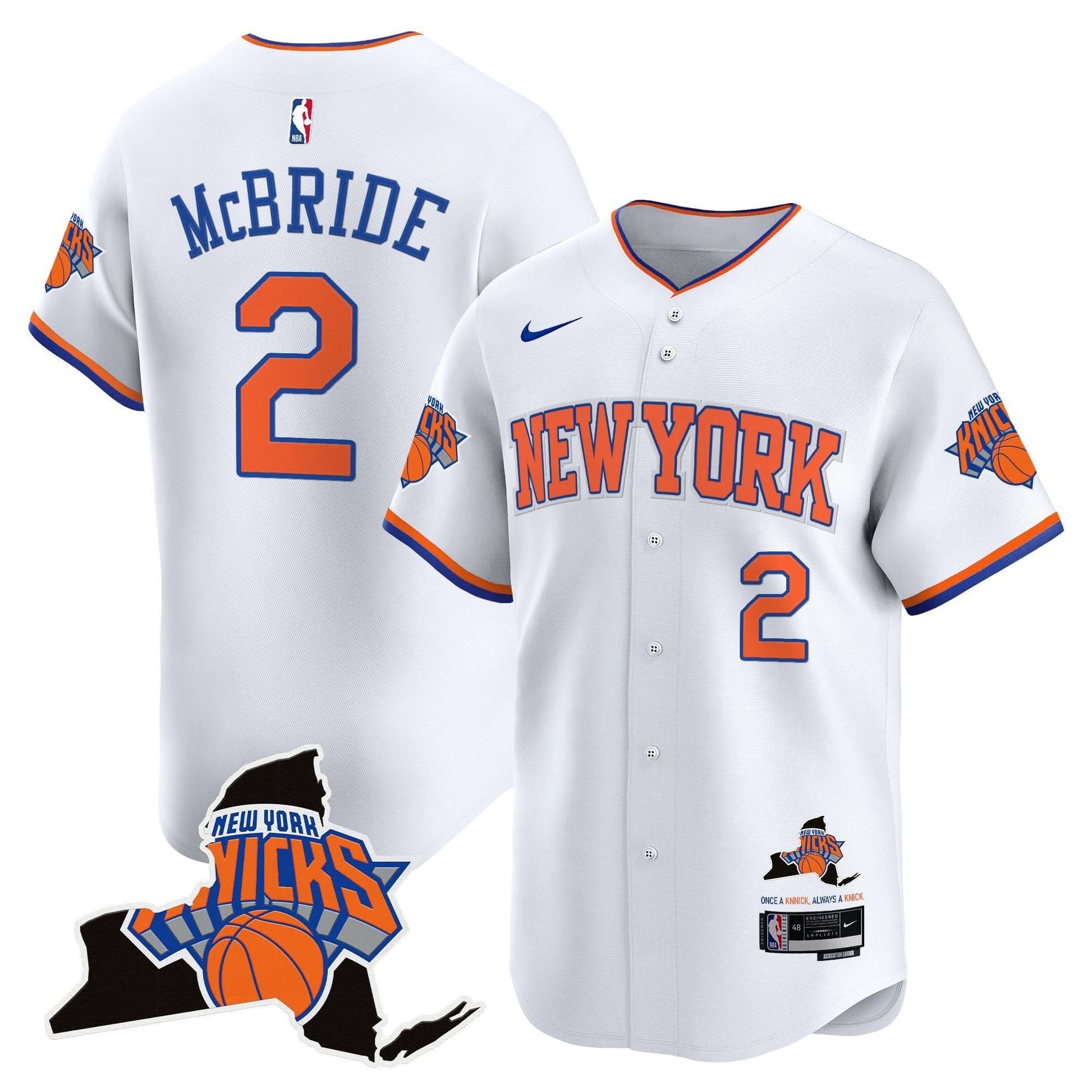 New York Knicks Vapor Baseball Jersey - All Stitched