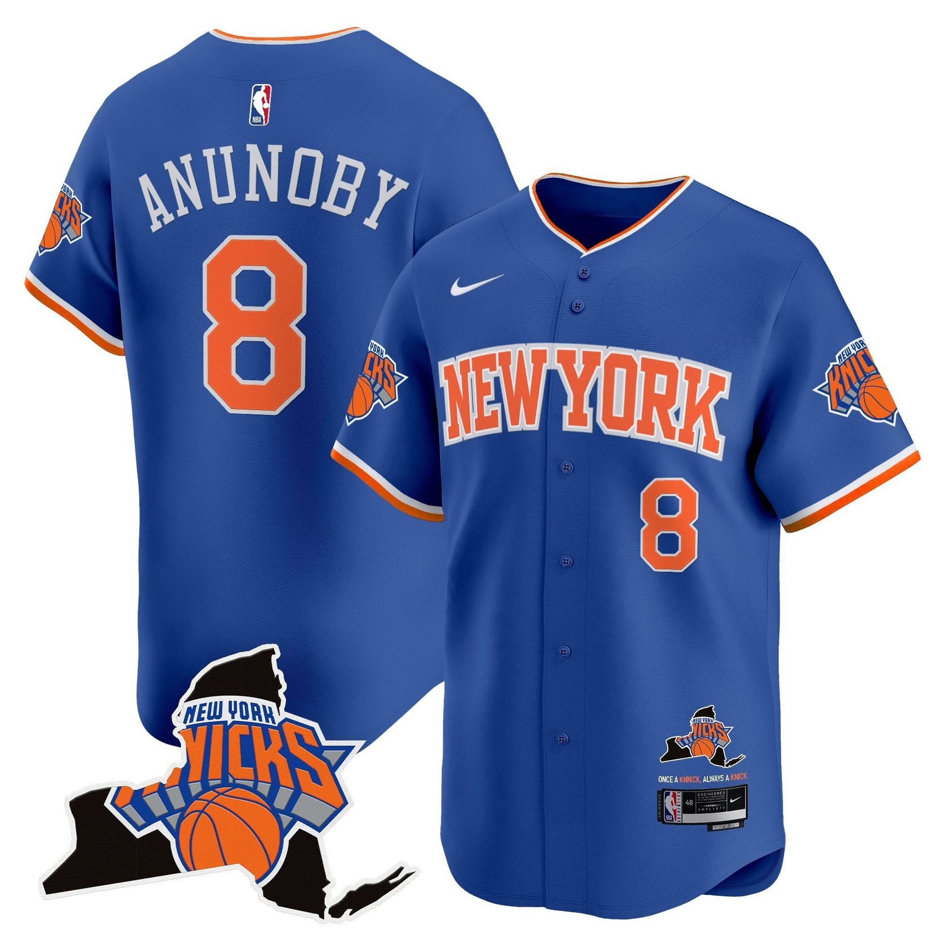 New York Knicks Vapor Baseball Jersey - All Stitched
