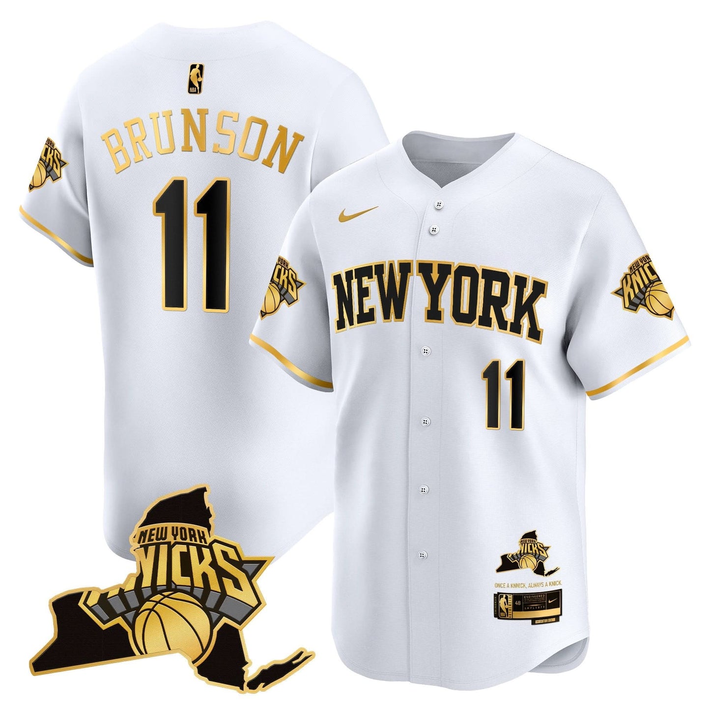 New York Knicks Vapor Baseball Jersey - All Stitched