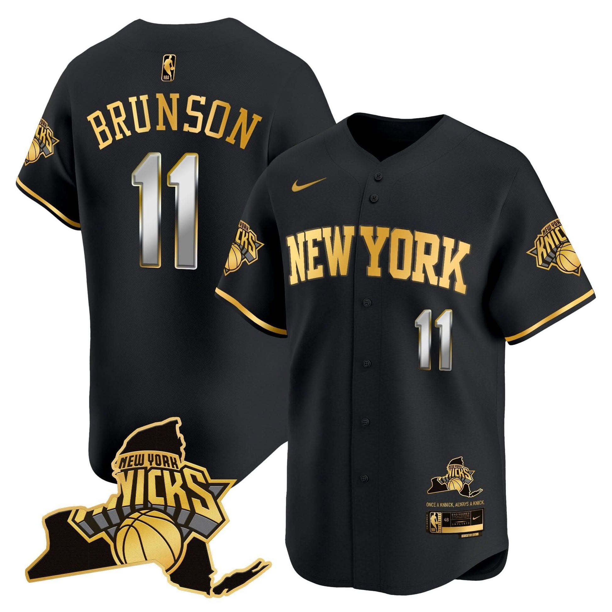 New York Knicks Vapor Baseball Jersey - All Stitched