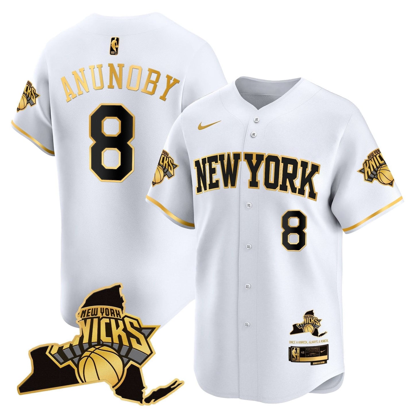 New York Knicks Vapor Baseball Jersey - All Stitched