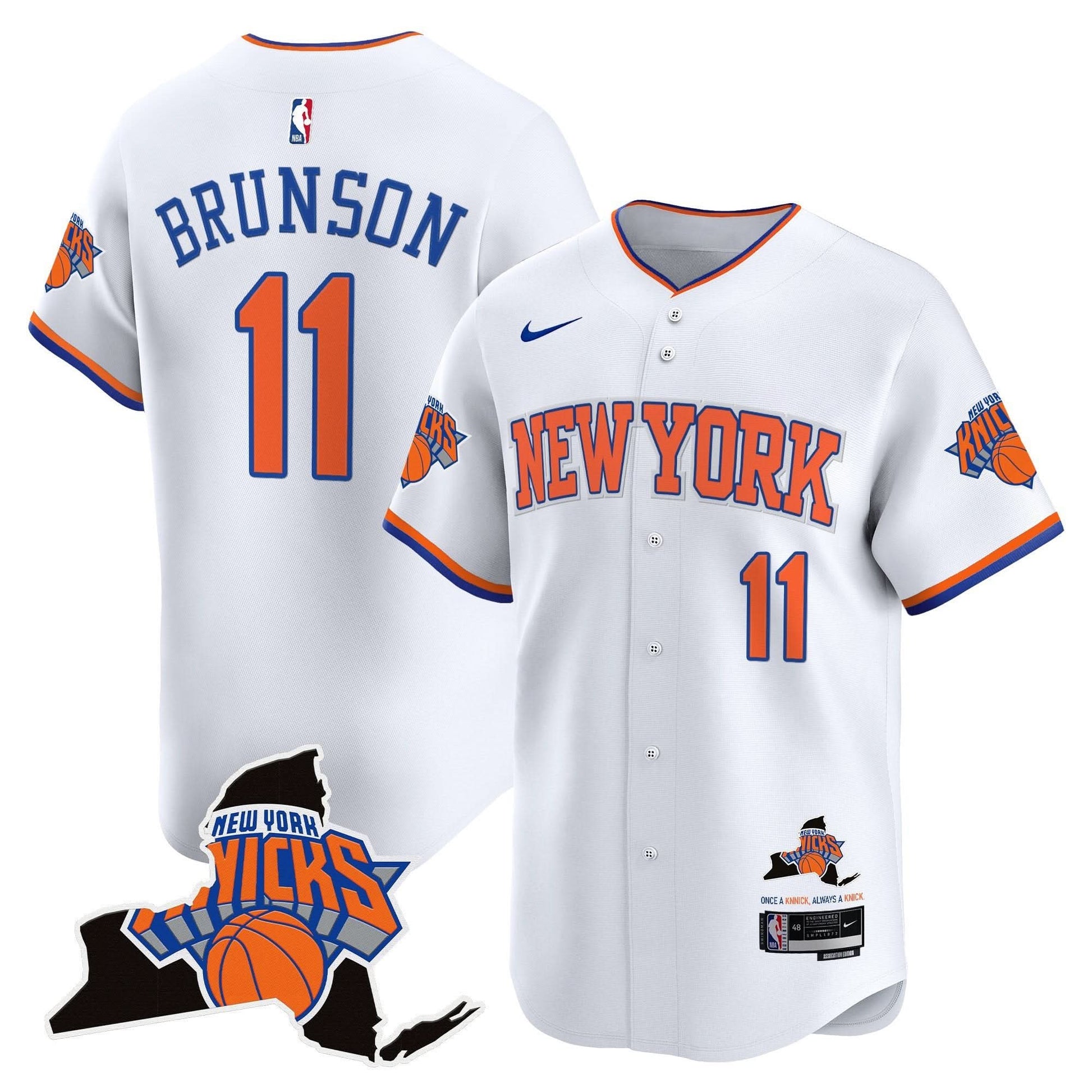 New York Knicks Vapor Baseball Jersey - All Stitched