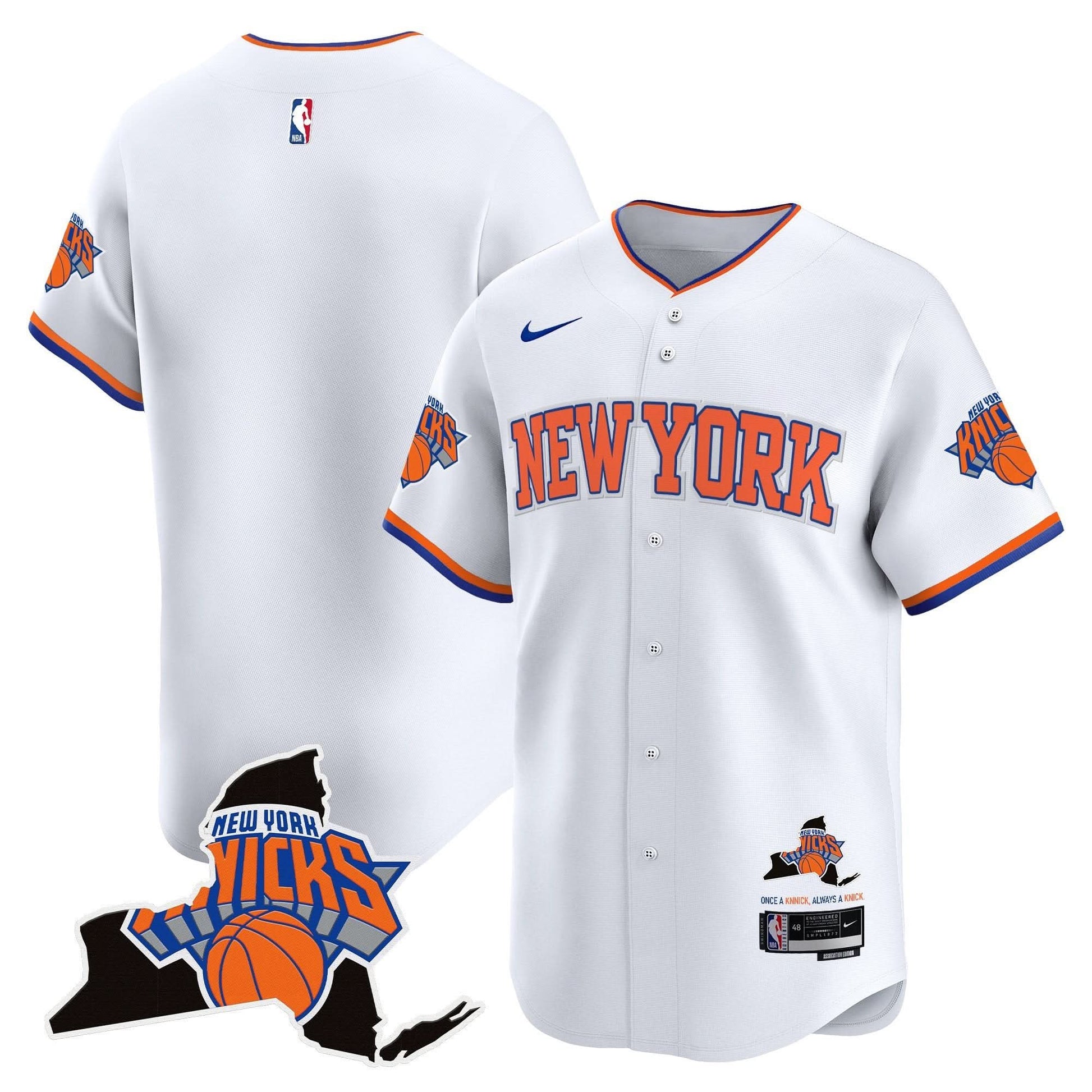New York Knicks Vapor Baseball Jersey - All Stitched