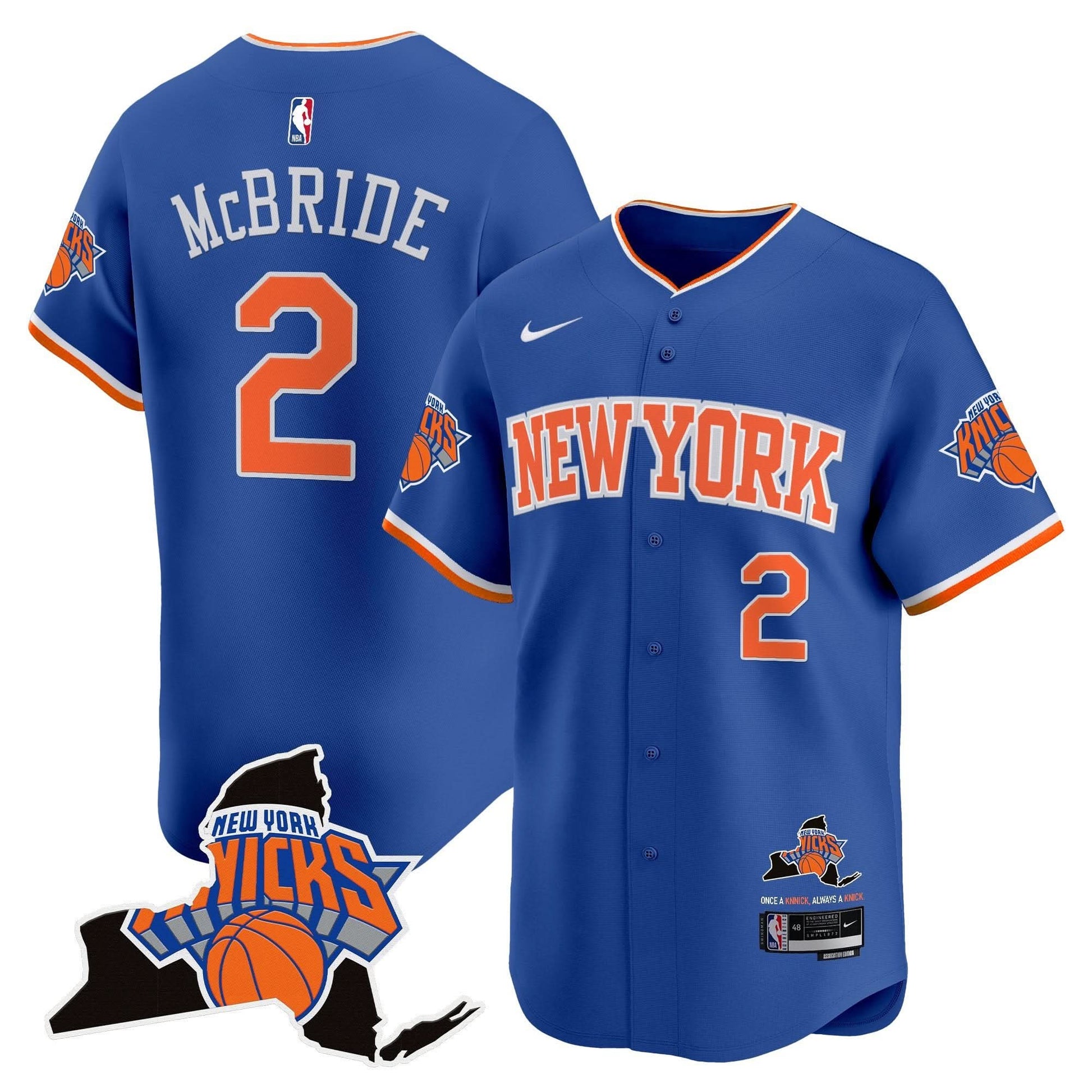 New York Knicks Vapor Baseball Jersey - All Stitched