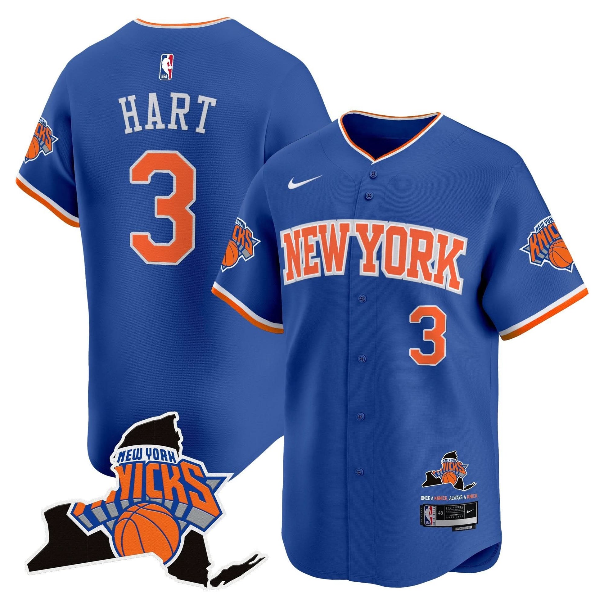 New York Knicks Vapor Baseball Jersey - All Stitched