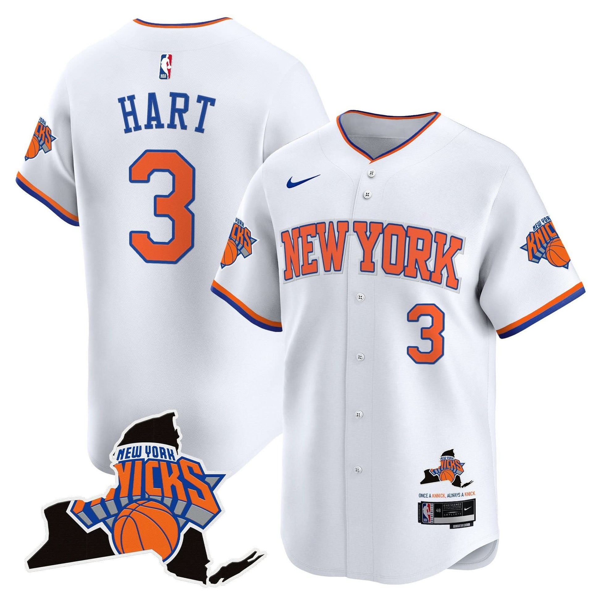 New York Knicks Vapor Baseball Jersey - All Stitched