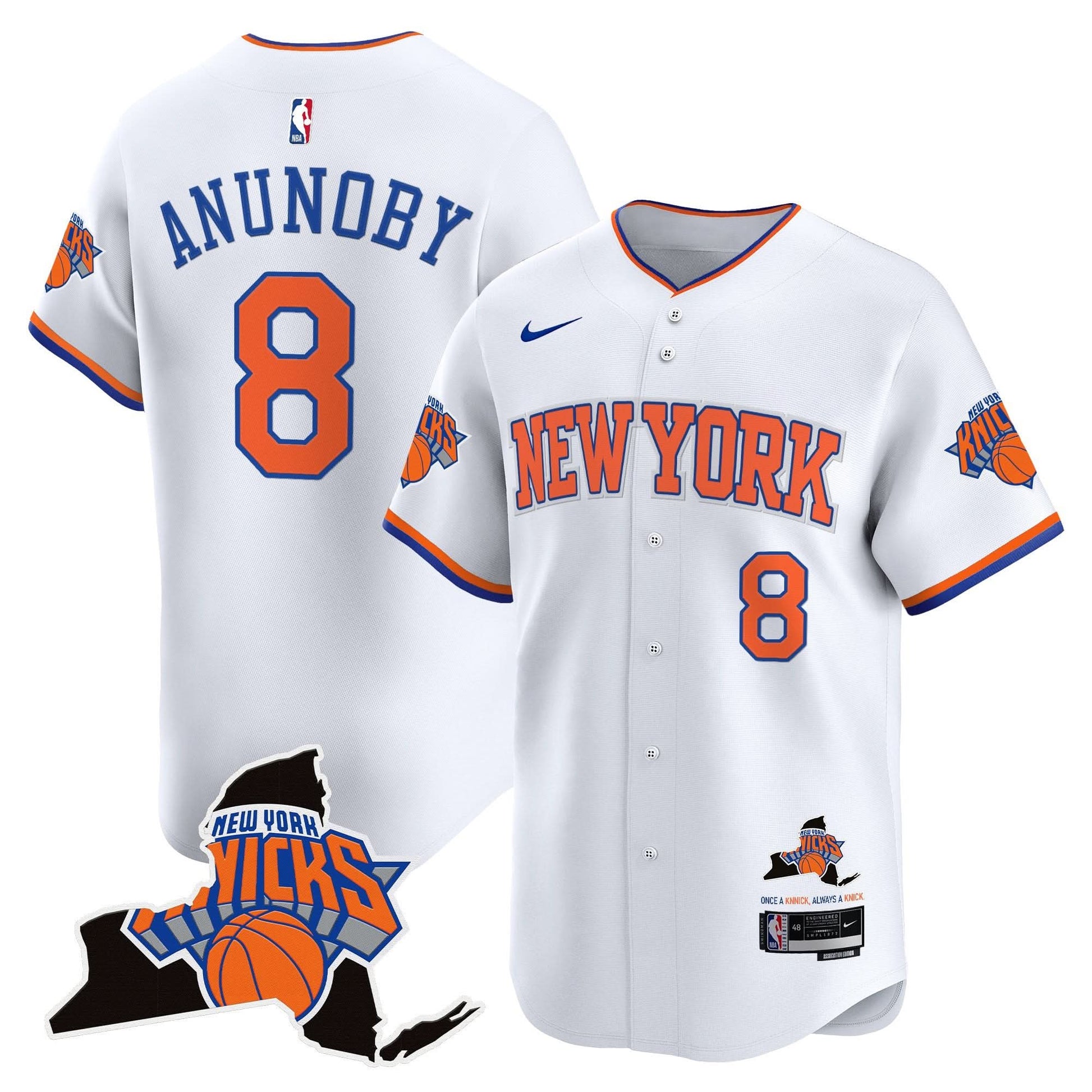 New York Knicks Vapor Baseball Jersey - All Stitched