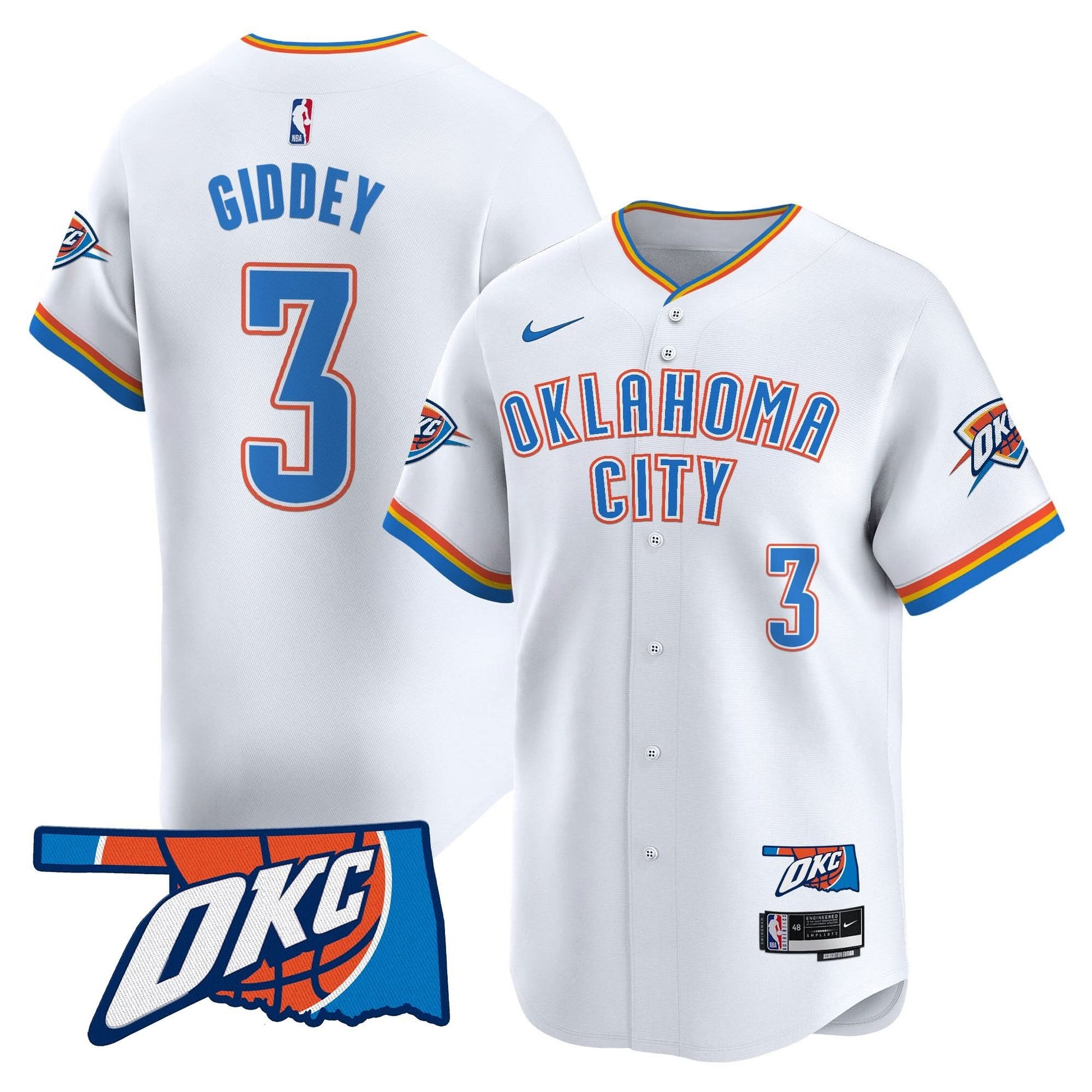 Oklahoma City Thunder Vapor Baseball Jersey - All Stitched
