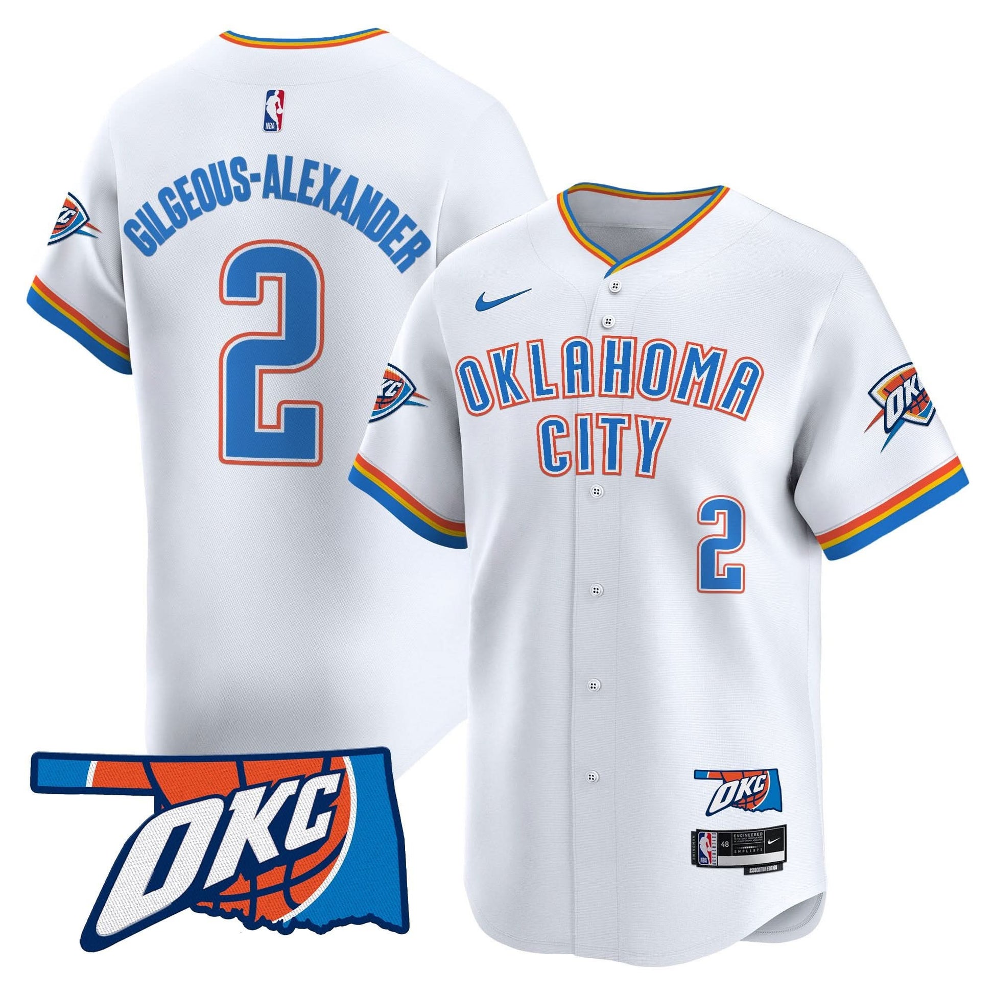 Oklahoma City Thunder Vapor Baseball Jersey - All Stitched