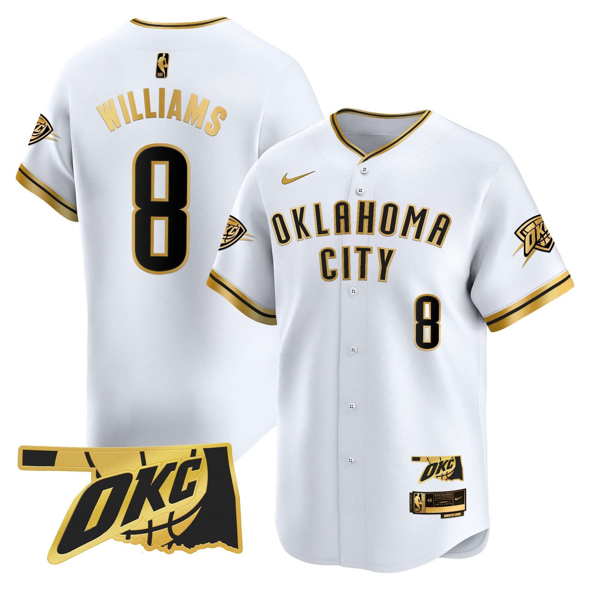 Oklahoma City Thunder Vapor Baseball Jersey - All Stitched