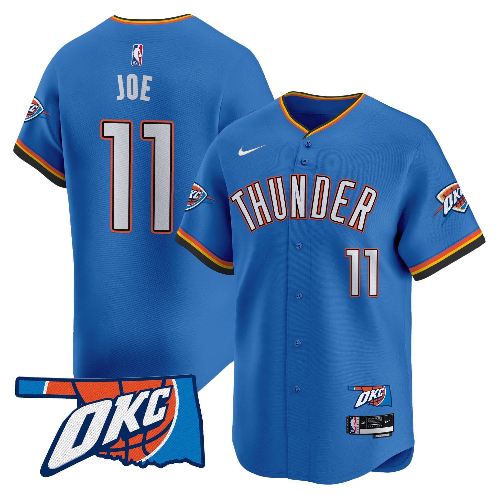 Oklahoma City Thunder Vapor Baseball Jersey - All Stitched