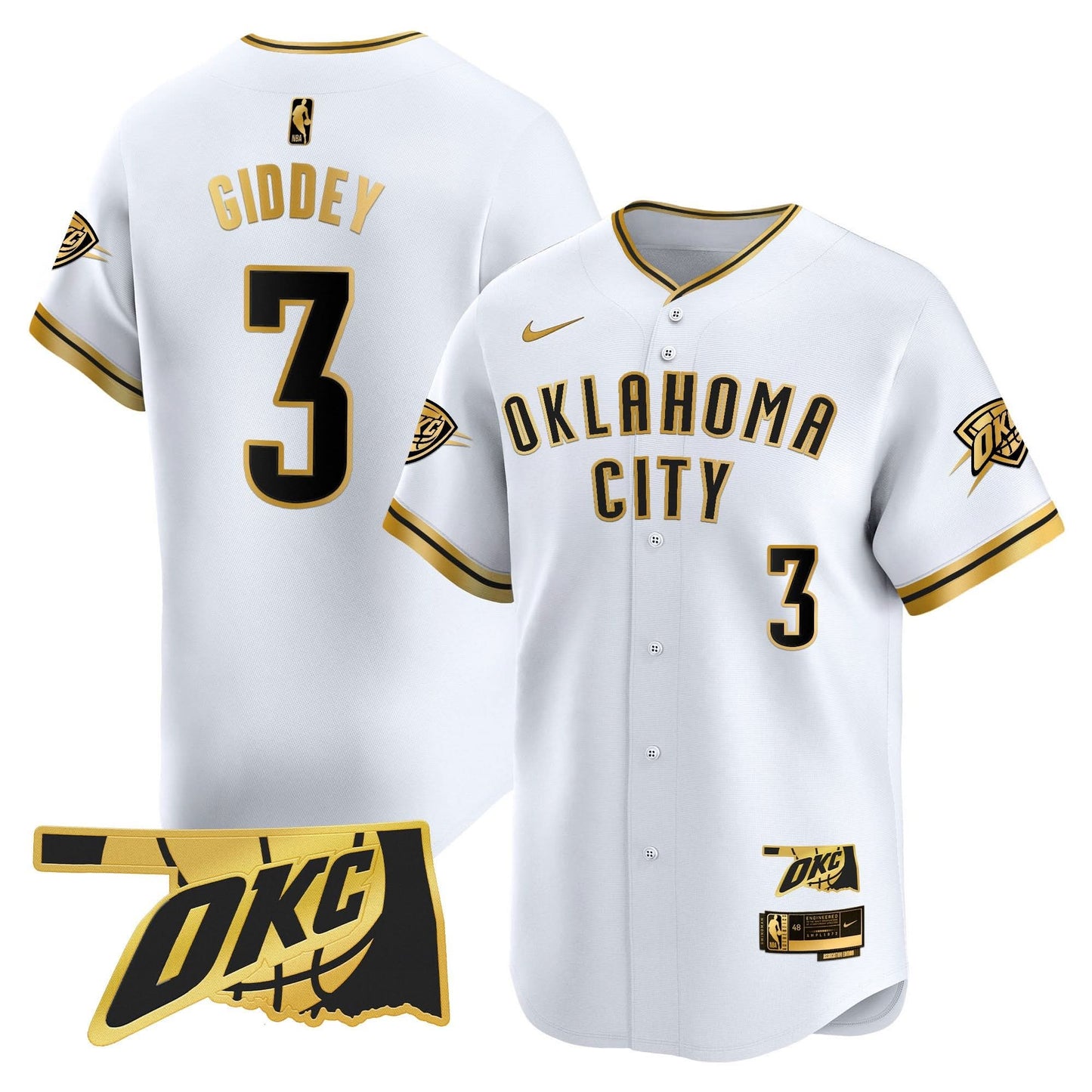 Oklahoma City Thunder Vapor Baseball Jersey - All Stitched