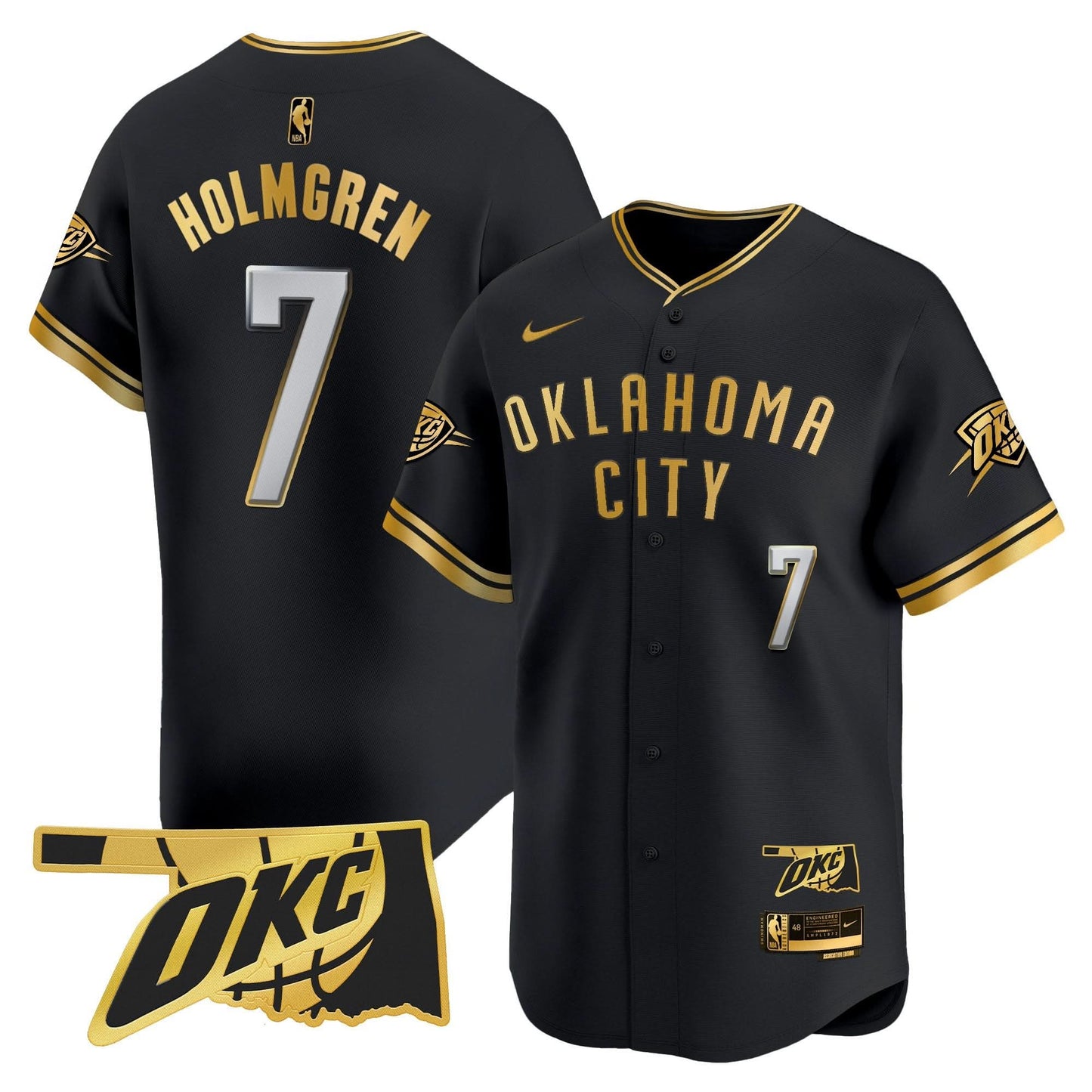 Oklahoma City Thunder Vapor Baseball Jersey - All Stitched